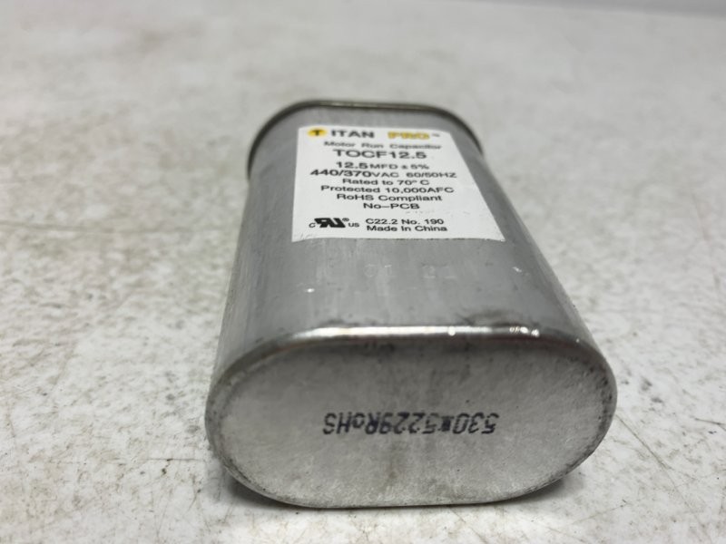 Titan Pro TOCF12.5 Motor Run Capacitor 12.5MFD 440/370VAC Oval