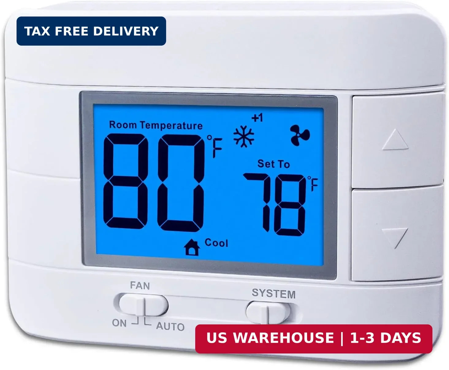 Non Programmable Thermostat for Home – Multi Stage 2H/2C, with Large LCD Display