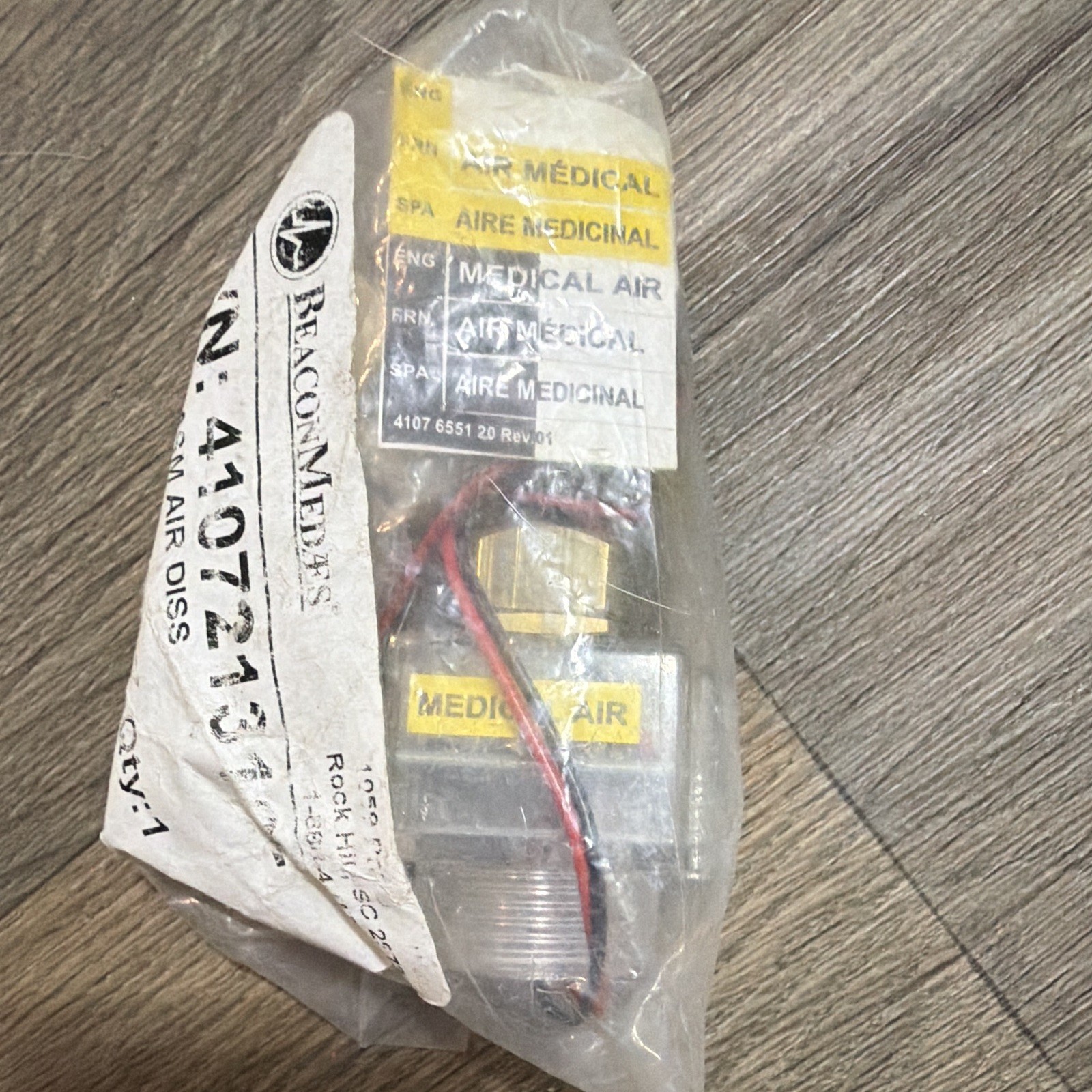 BeaconMedaes Medical Air Sensor ASM for MEDGA, 1/2in Clear Plastic 4107213102