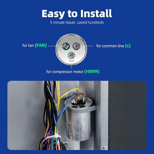 40+5 uF Dual Run Capacitor 370V/440V CBB65 Round HVAC AC Motor Start Replacement