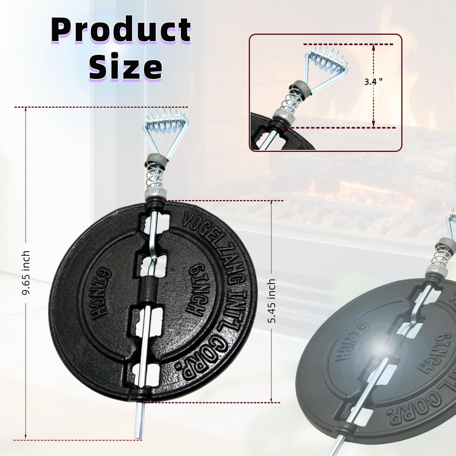 HXKDJ BM0051-A 6 Inch Cast Iron Stove Pipe Damper, Black Fireplace