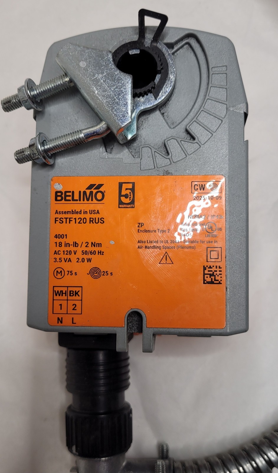 Belimo Ruskin FSTF120 RUS Spring Return Actuator With EFL-165 Fuse Link