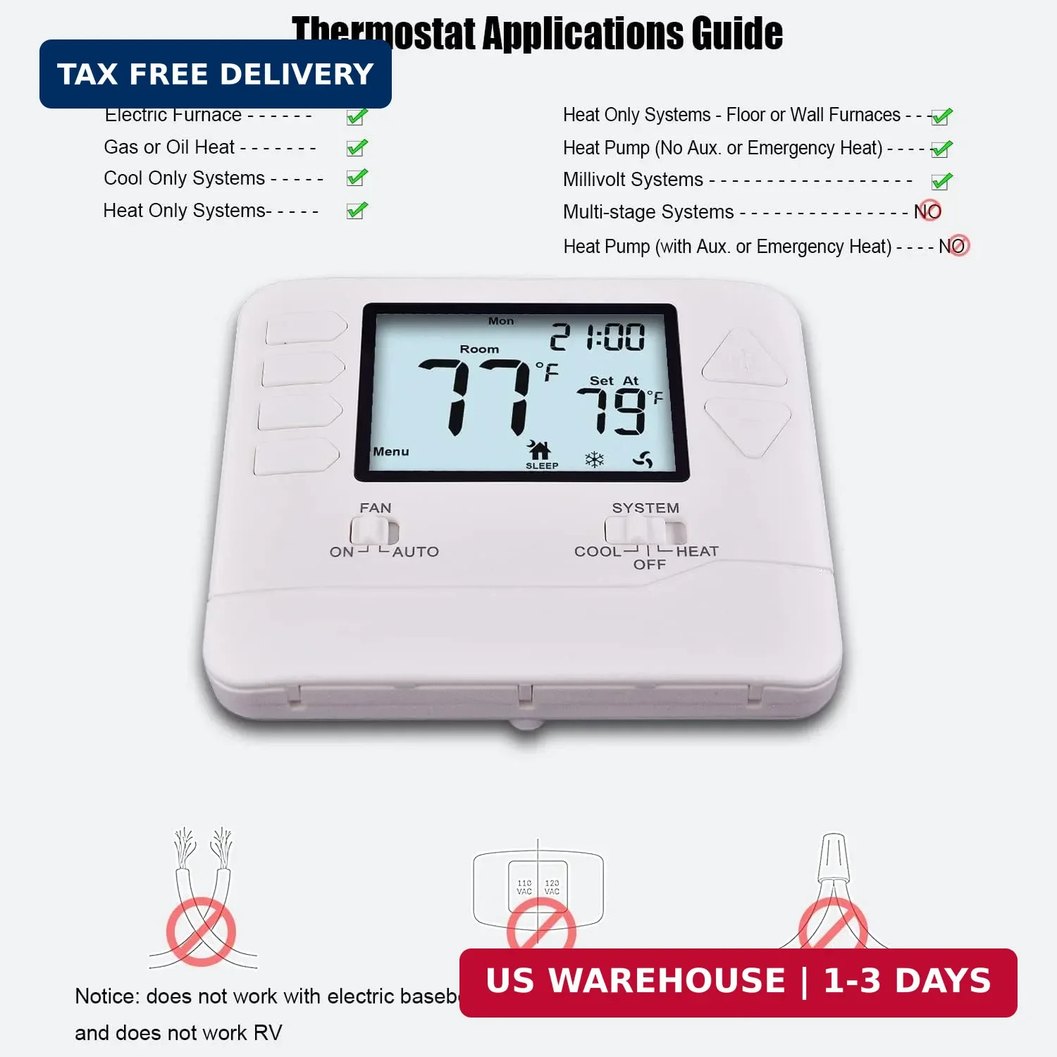 Heagstat 5-1-1 Day Programmable Thermostat for Home Conventional Single-Stage Sy