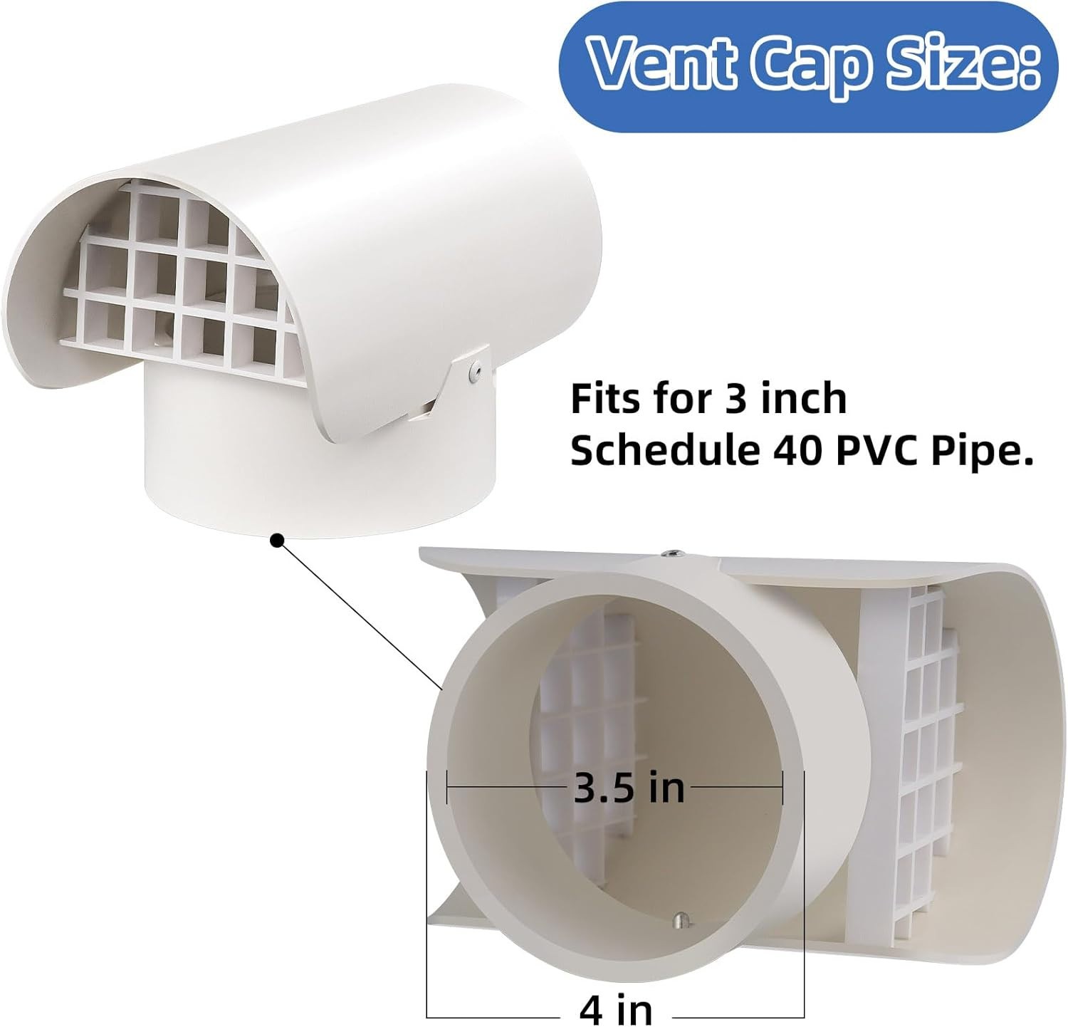 3 inch PVC Rain Caps Radon Fans