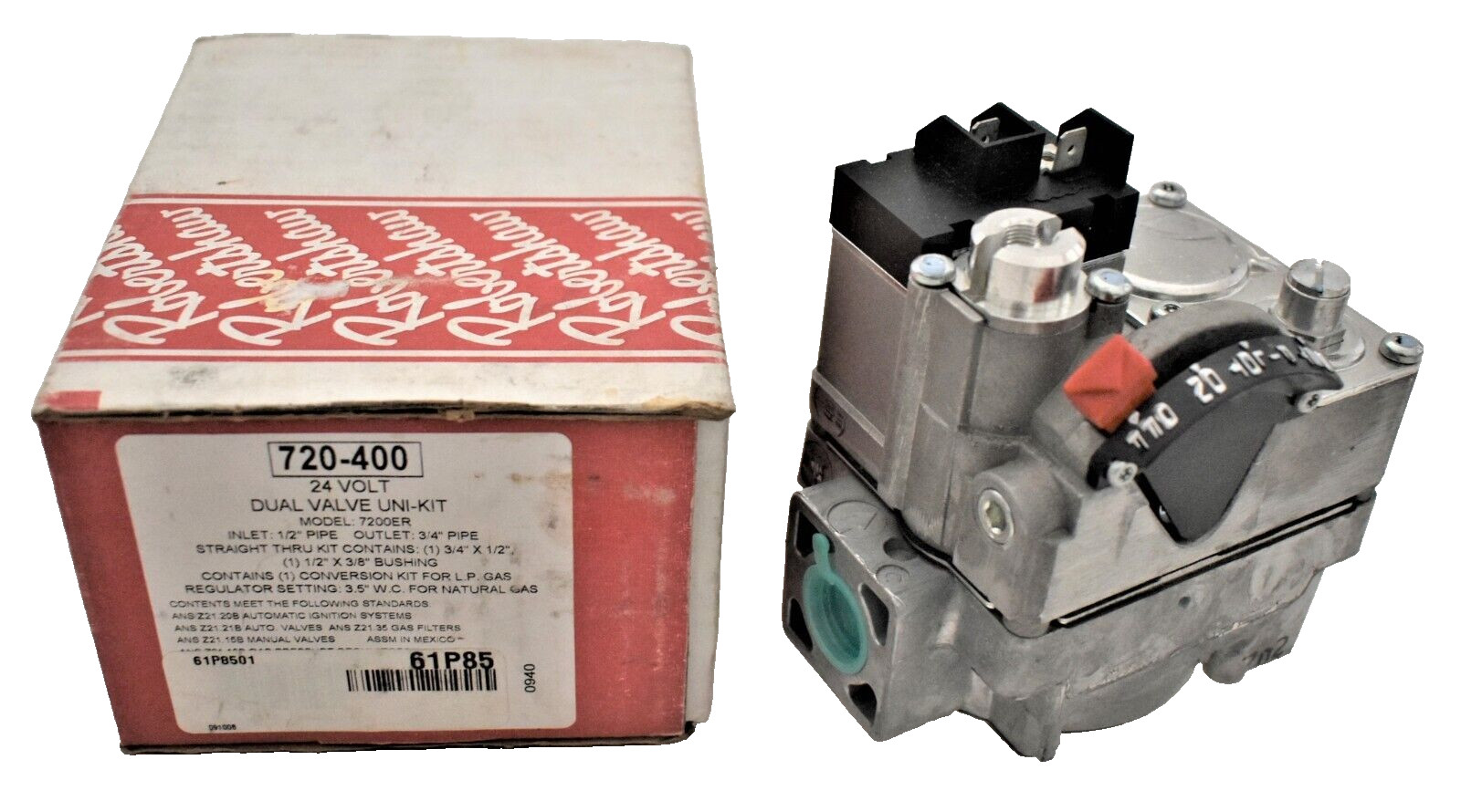 Robertshaw 720-400 Gas Heating Furnace Combo Valve 24V – 7200ER – Ng/Lp NEW