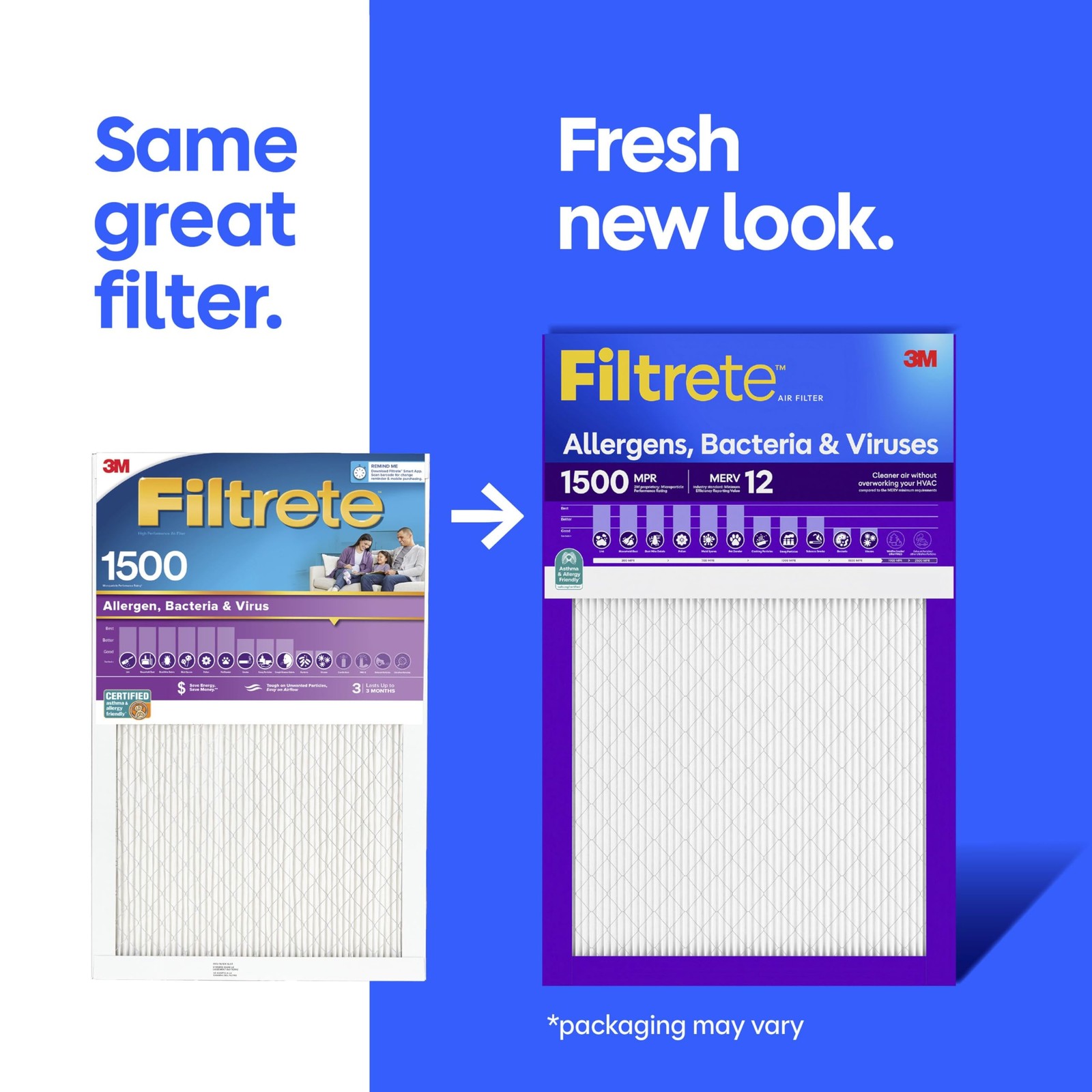 Filtrete 16x25x1 Air Filter, MERV 12, MPR 1500, Allergens, 16x25x1, White