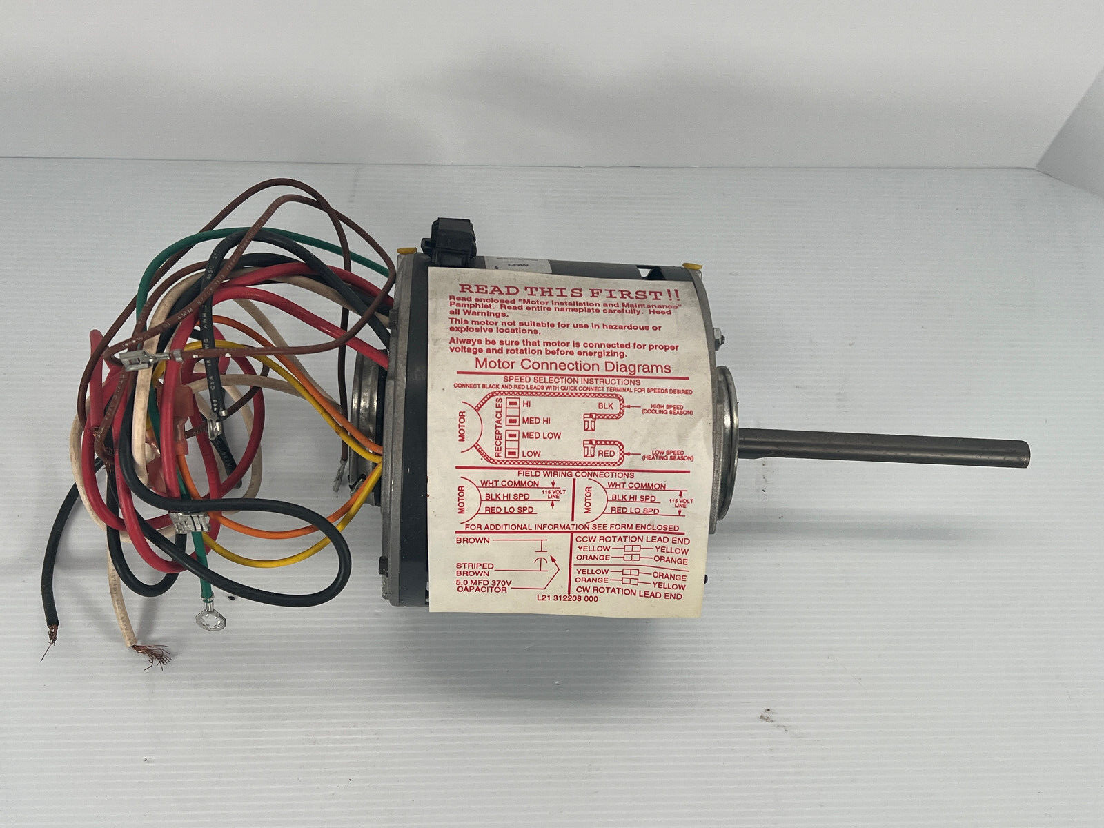 Dayton 1/4 hp direct drive blower motor – 1 phase 115v model 4m257 4 speed NOS