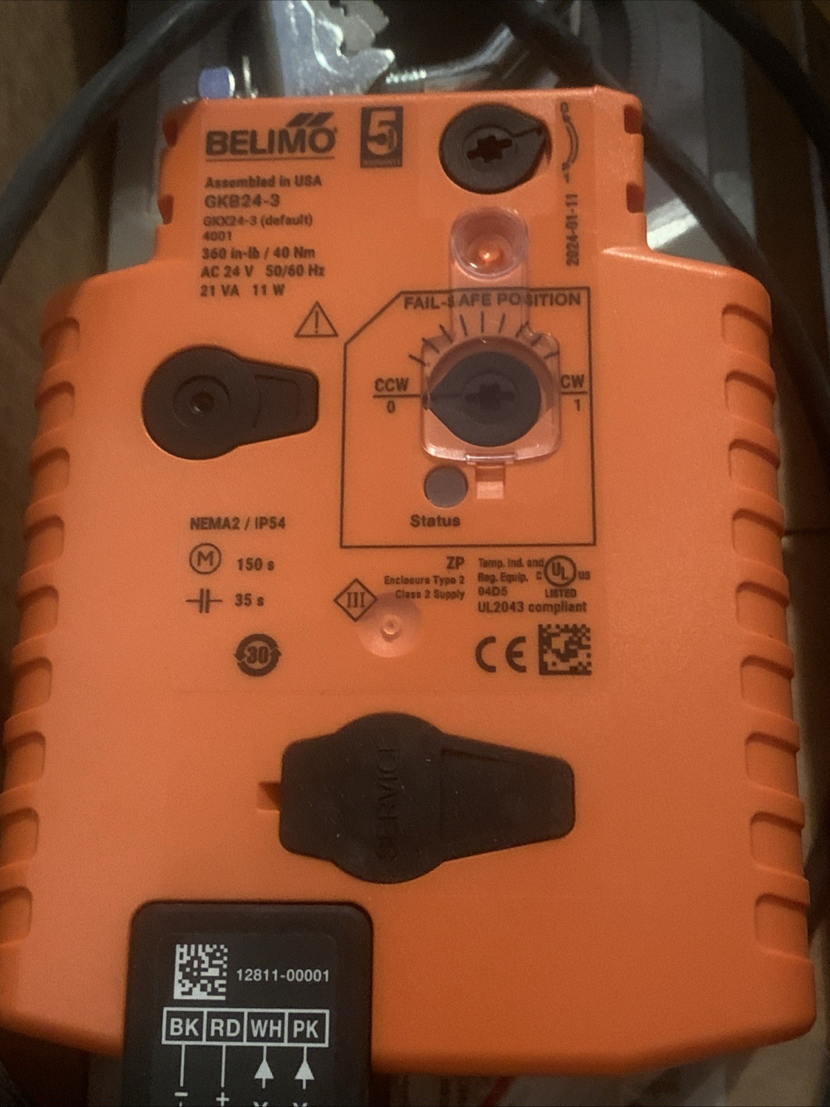 GKB24-3 NEW – Damper 360 in-lb, Electronic Fail-Safe, 24V, On/Off/Floating Point