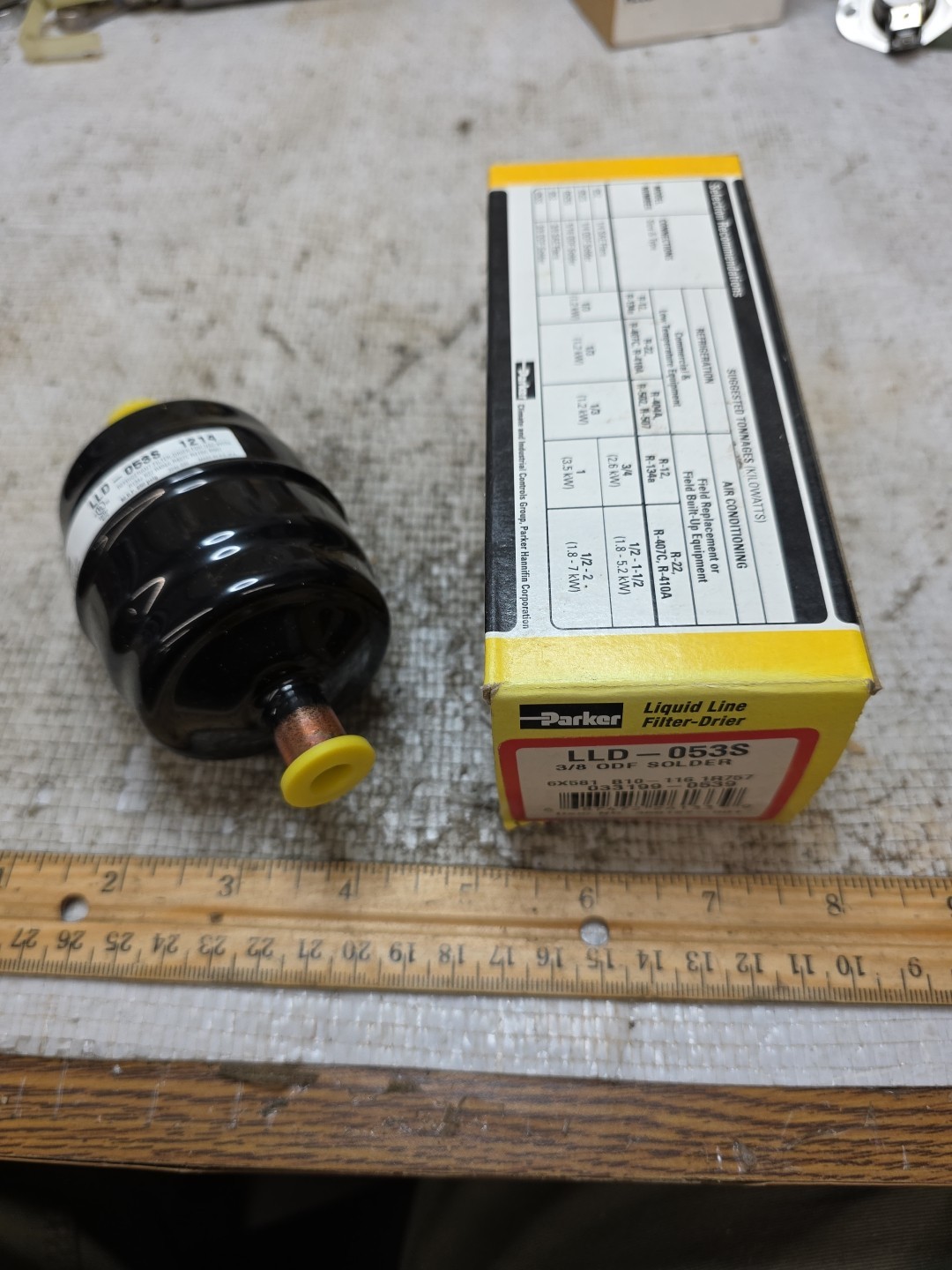 Parker 3/8″ Inch ODF 5 Cu In Solder LLD 053S Liquid Line Filter-Drier NIB