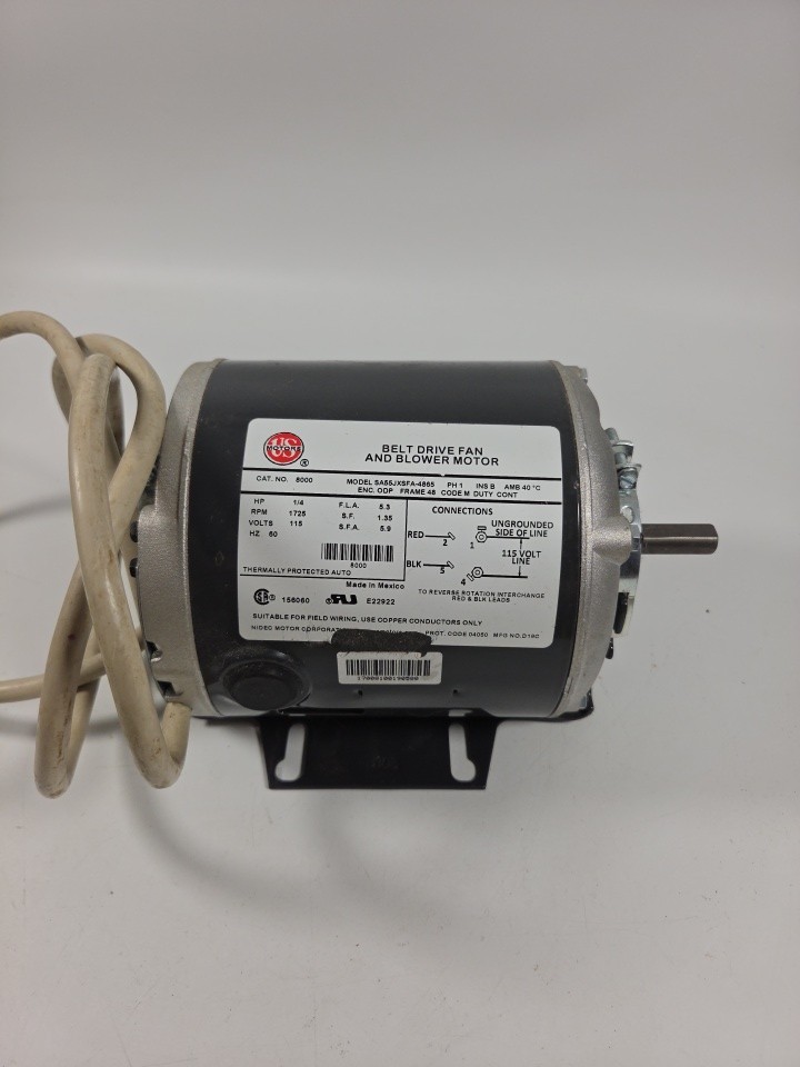 US Motors Belt Drive Fan & Blower Motor SA55JXSFA-4865 1/4 HP 1725 RPM 60 Hz