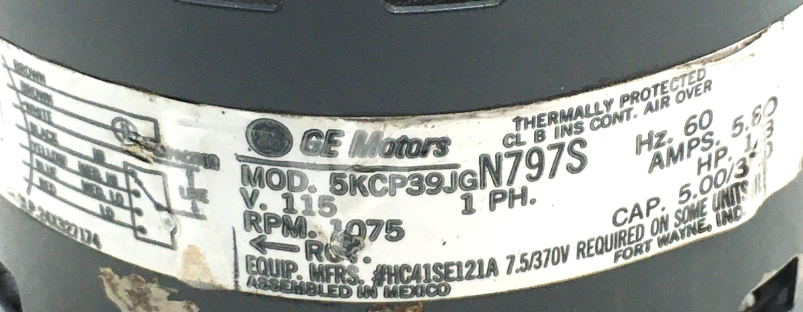 GE 5KCP39JGN797S Furnace Blower Motor 1/3HP 1075RPM 115V 1PH HC41SE121A #MP541