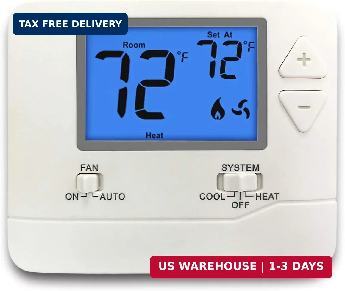 Non-Programmable Digital Thermostat for Home, up to 1 Heat/1 Cool with Large LCD