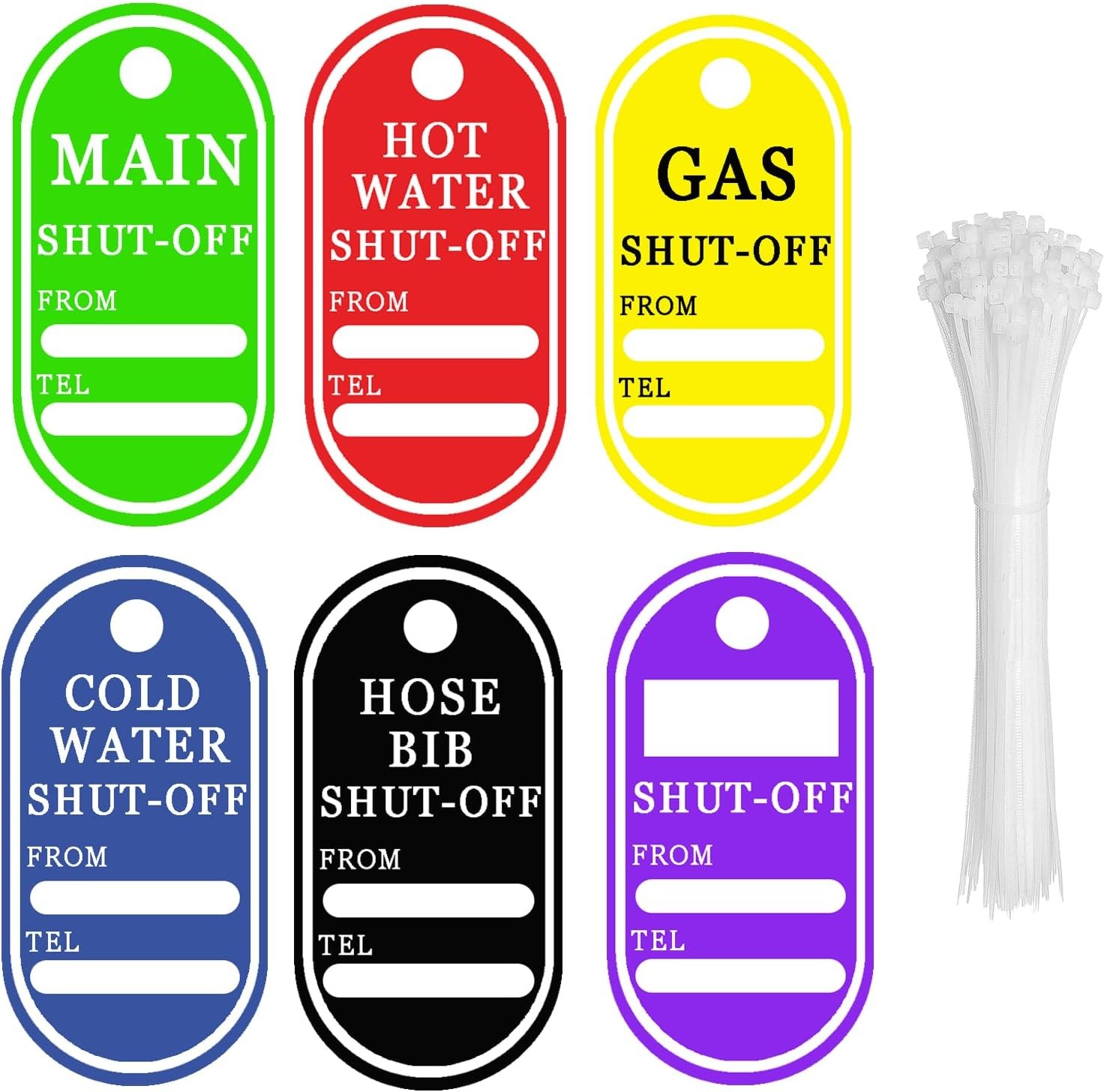 24 Pcs Shut Off Valve Tag Plastic Valve Identification Tag with Ropes 2.5×5 Inch