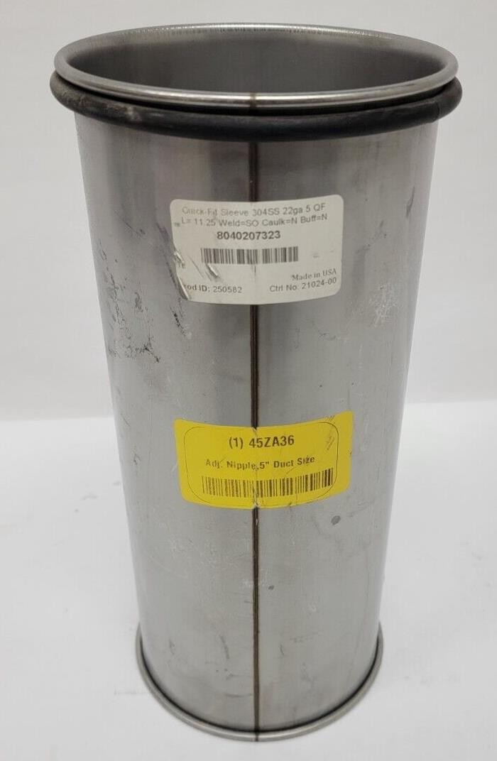 Nordfab Quick-Fit Sleeve 304SS 22ga 5 QF Adjustable Nipple 5″x24″ (8040207323)