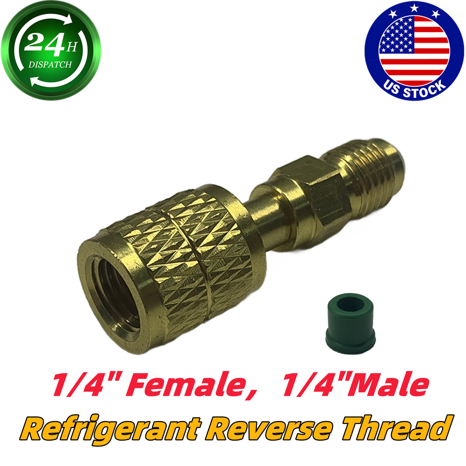 US For A2L R454B/R32 Tanks 1/4”Female&1/4”Male HVAC R32 Reverse Thread Adapter