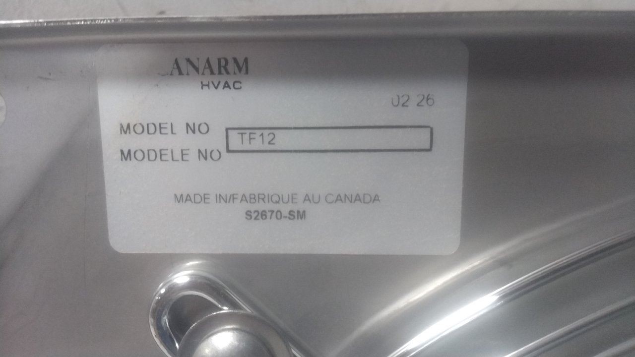 Canarm TF12 1/4 HP 115VAC 12 In Blade Diameter Exhaust Fan