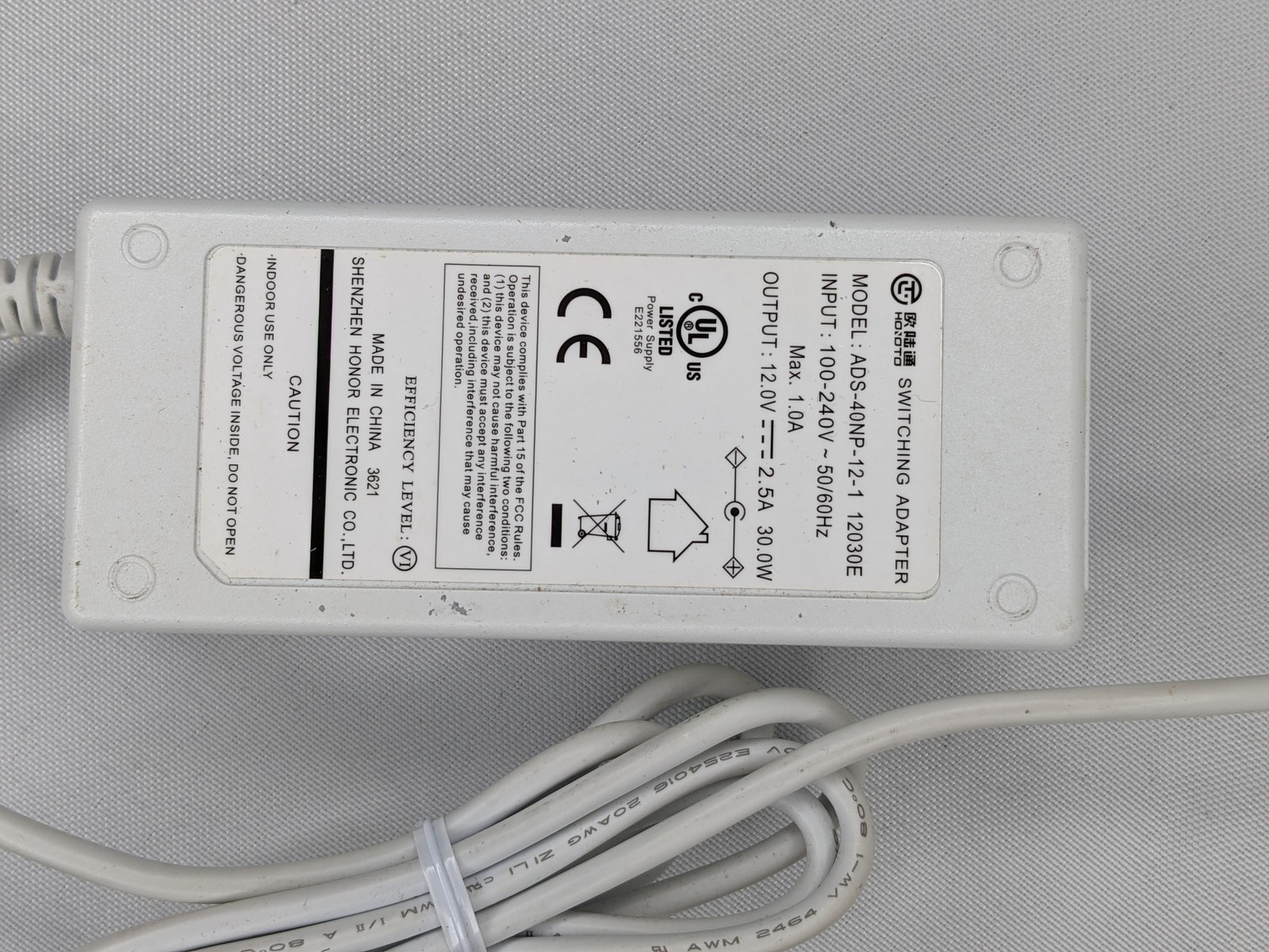 HOIOTO 12V 2.5A ADS-40NP-12-1 12030E Ac Adapter Charger