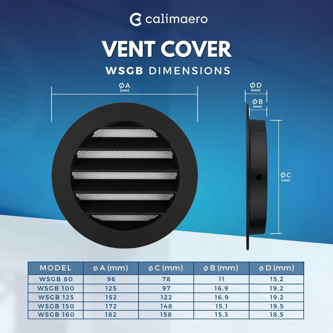 4 Inch Black Aluminum Soffit Vent Cover with Insect Screen for Metal Ducts