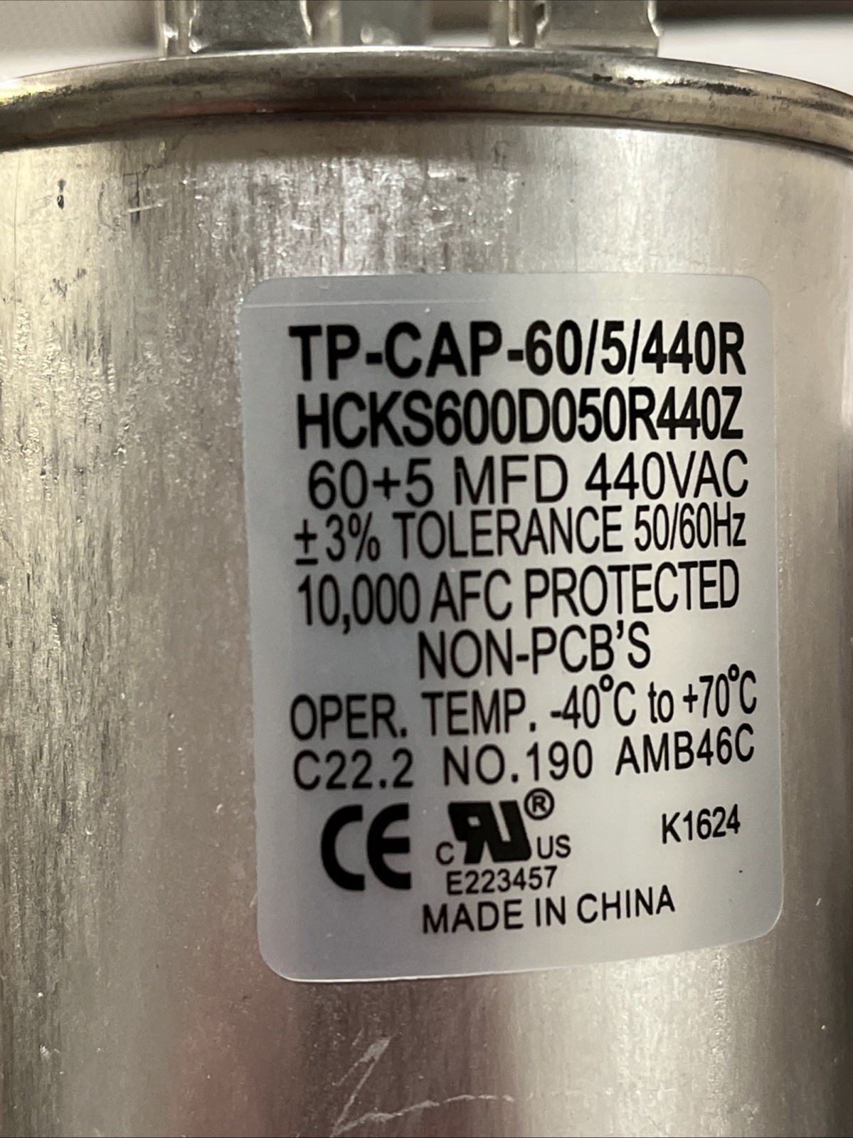 TradePro 60+5 MFD 370/440V Run Capacitor TP-CAP-60/5/440R PROFESSIONAL GRADE