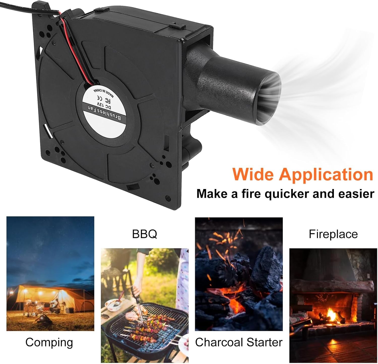 120mm BBQ Fan 12V 4.72in Blower Brushless with 110V/120V Variable Speed Controll