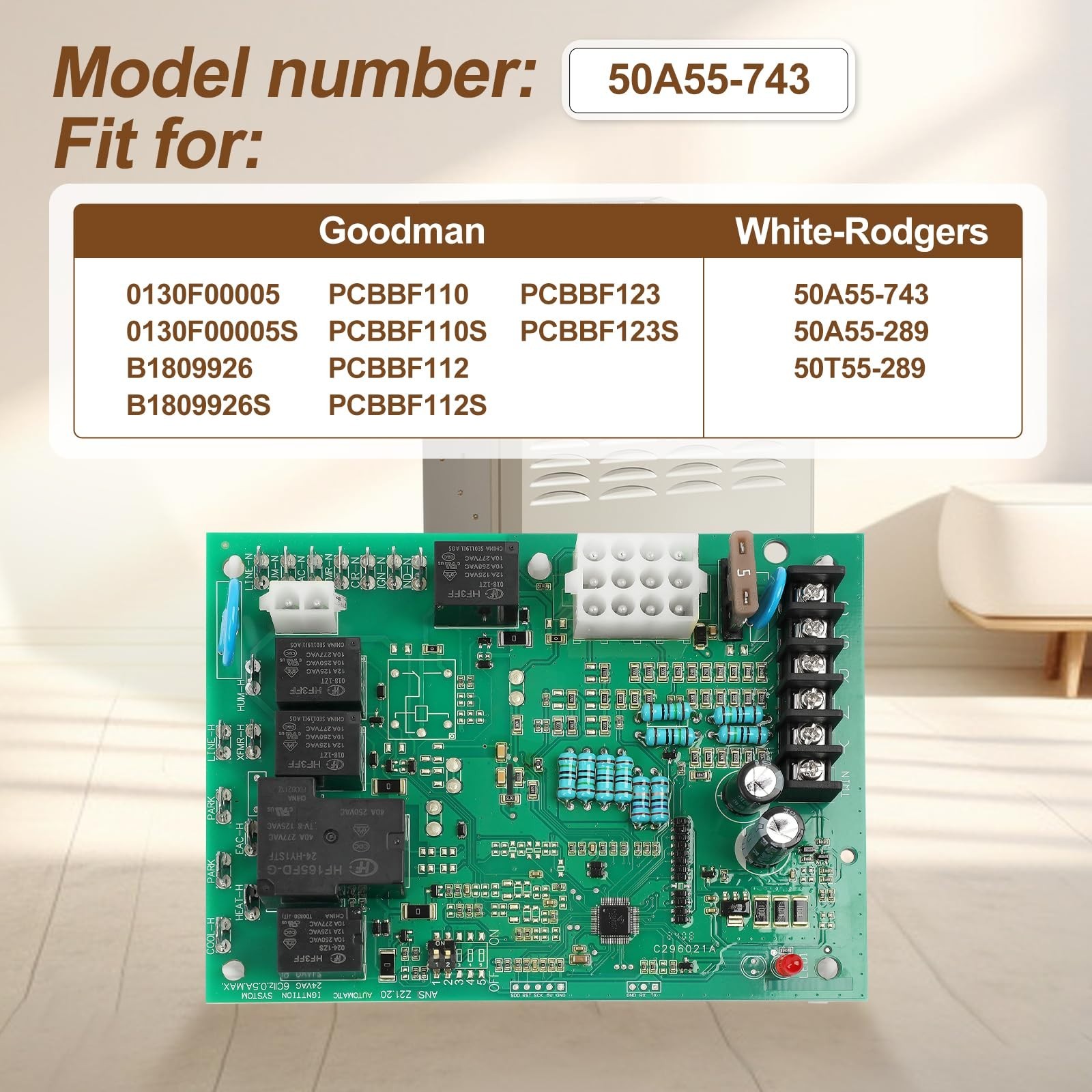 Furnace Control Circuit Board Replacement 50A55-743 for Goodman Amana Models