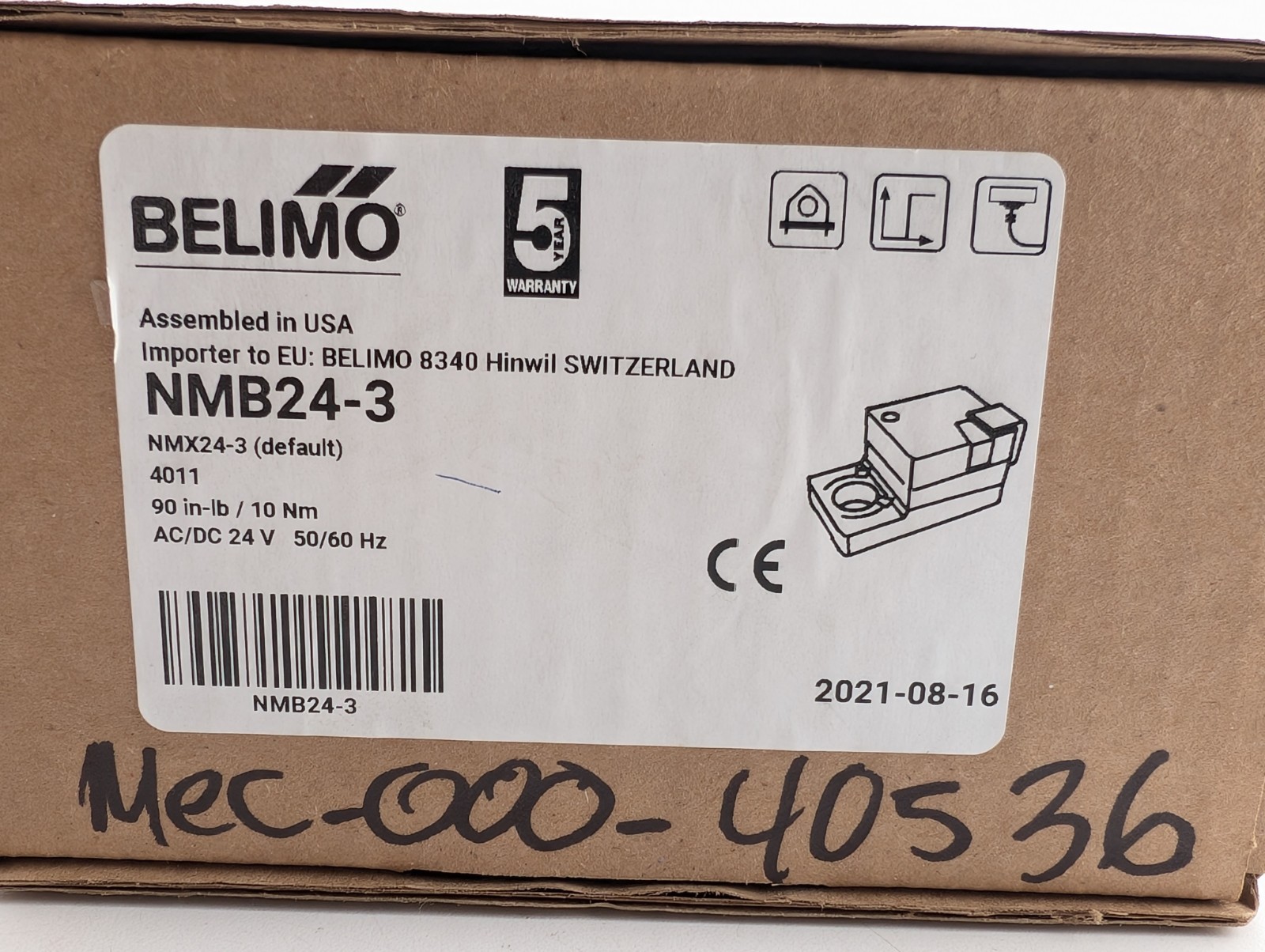 NEW Belimo Direct Coupled Damper Actuator NMB24-3
