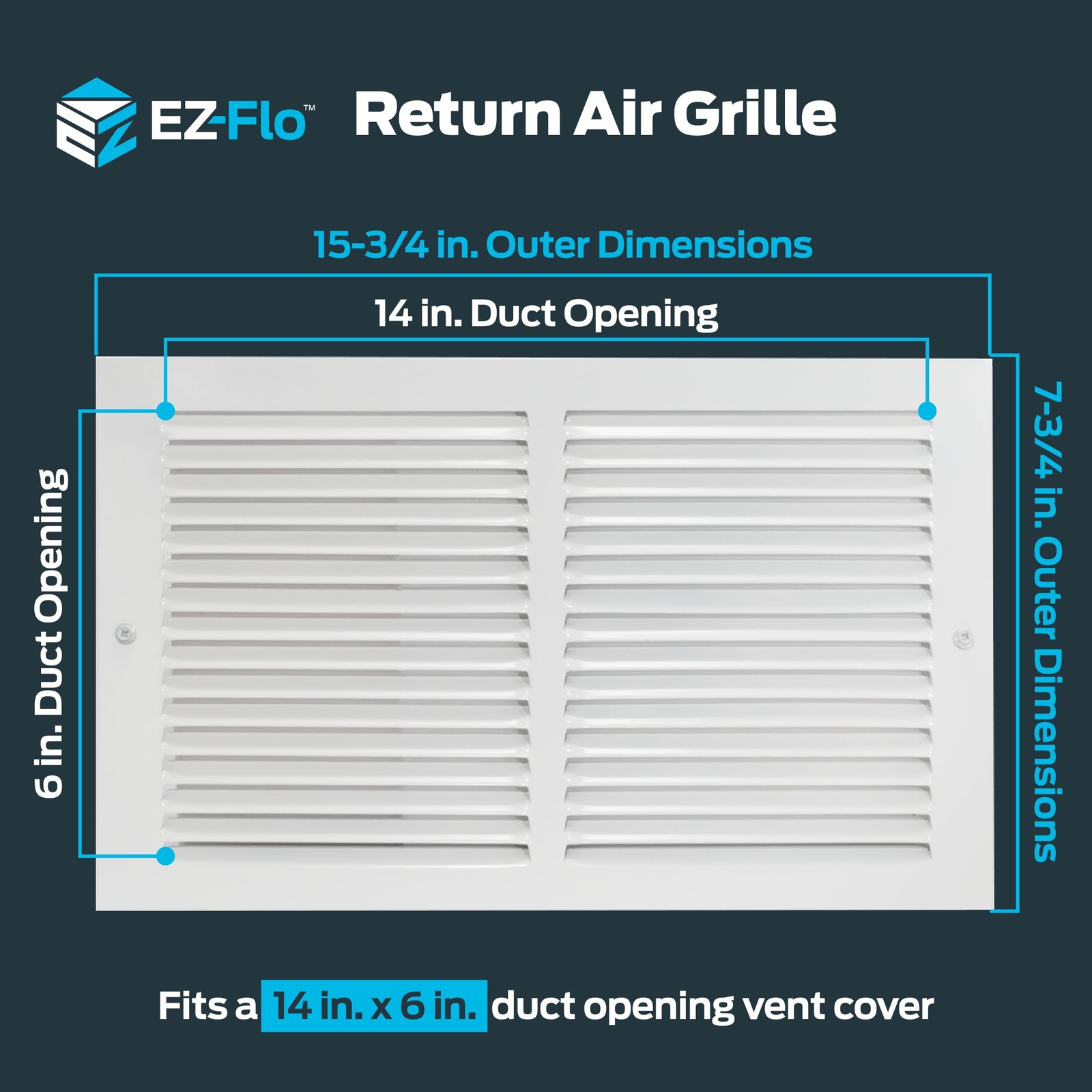 14 x 6 Inch (Duct Opening) Return Air Vent Cover 14 in. x 6 in., White