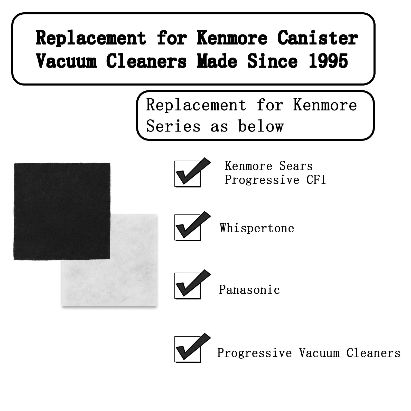 8-Pack CF-1 Foam Filters Compatible with Kenmore Sears Black & White