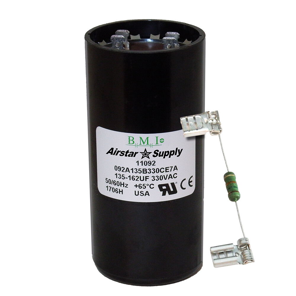 135-162 uF x 330 VAC BMI # 092A135B330CE7A Motor Start AC Capacitor w/ Resistor