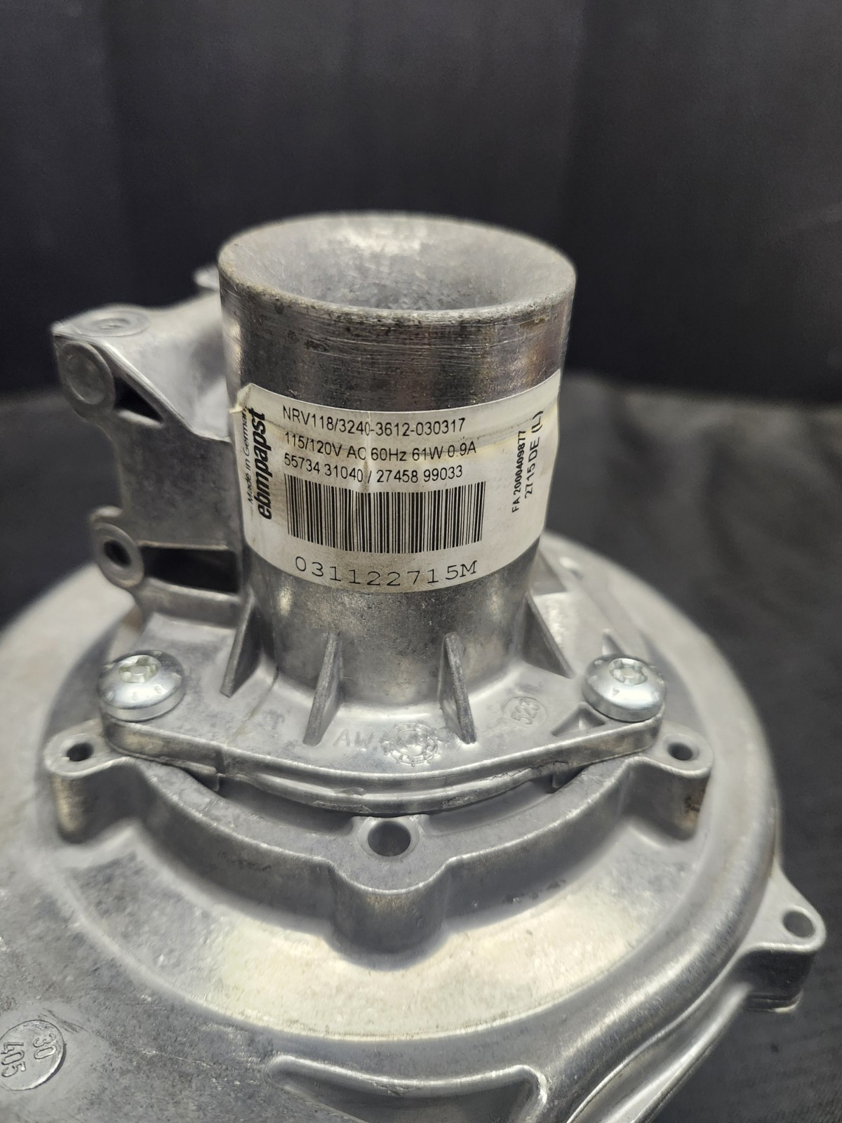 NTI Vmax Boiler Blower Fan EBMPAPST NRG118/0800-3612-030317-68