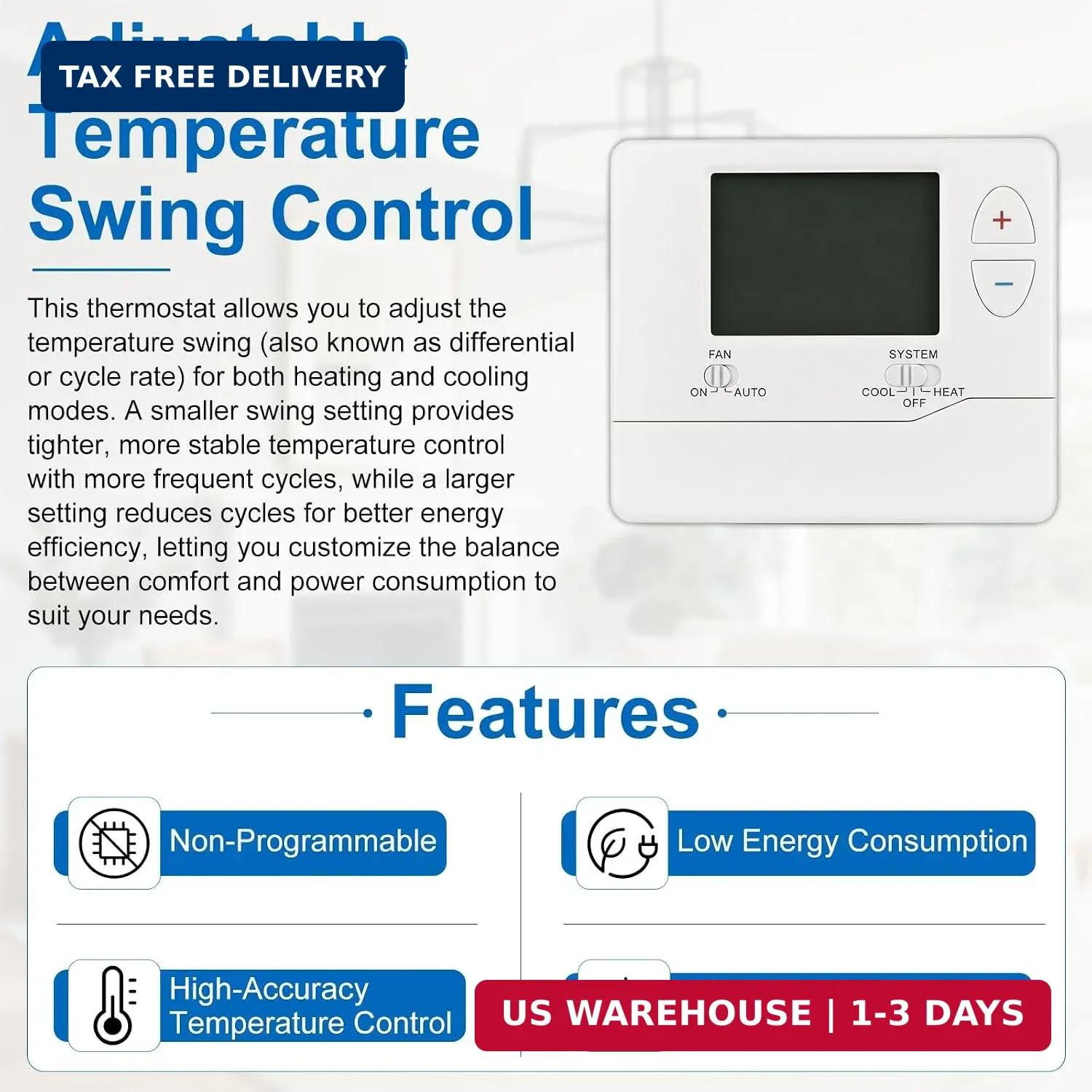 Non-Programmable Thermostats for Home,Digital Energy-Saving Thermostat,Conventio
