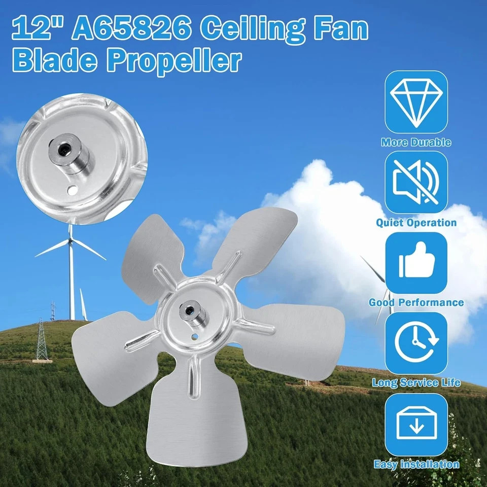 A65826 Metal Fan Blade 8″ Diameter 5 Blades 1/4″ Bore Hub CCW 27 Degree Prop