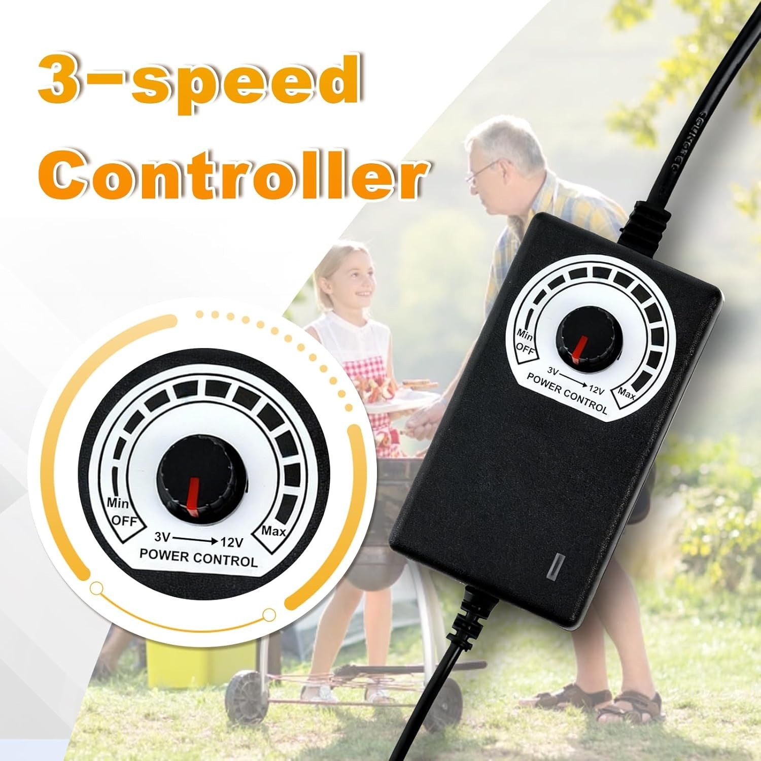 KUNRISE High Airflow BBQ Blower Fan – 110V/120V with Variable Speed Control