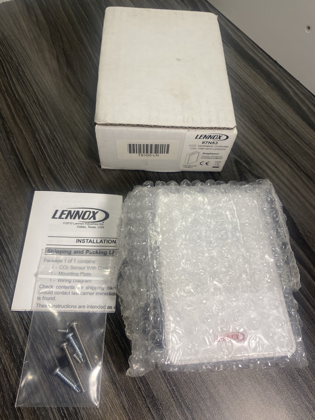 Lennox 87N53 Telaire T8100‑LN Ventostat White CO2 & Temp Sensor LCD 8000 Series