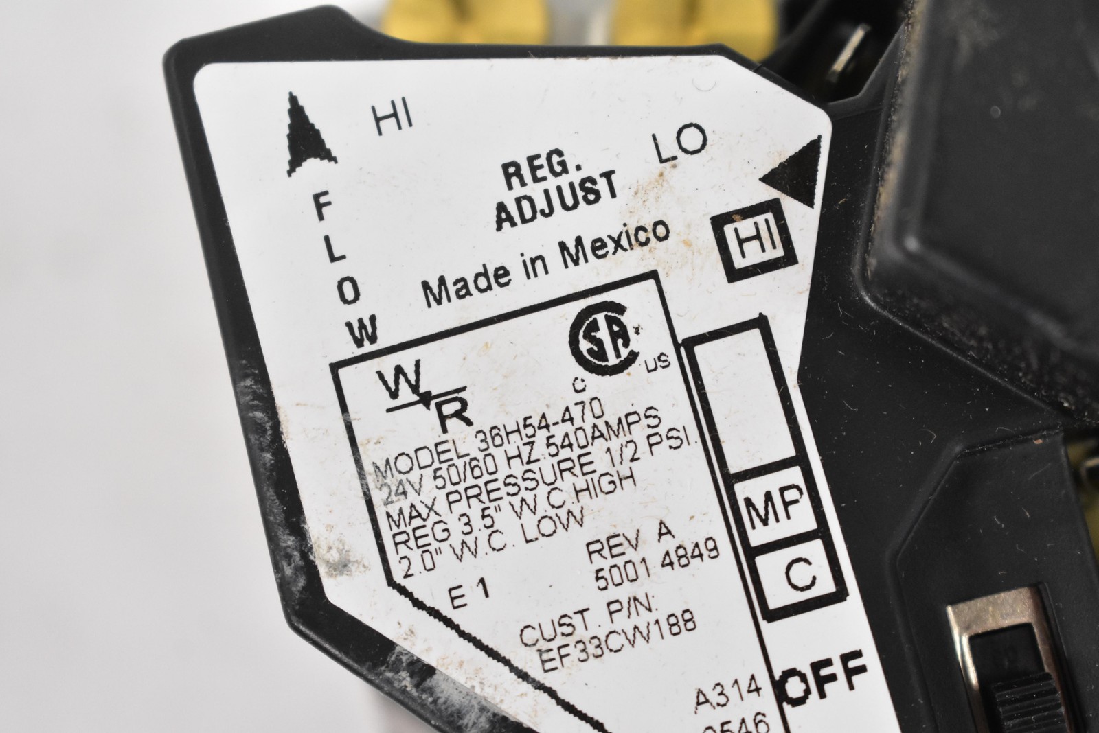 Carrier EF33CW188 36H54-470 Gas Valve Aluminum Central Furnace Made In Mexico