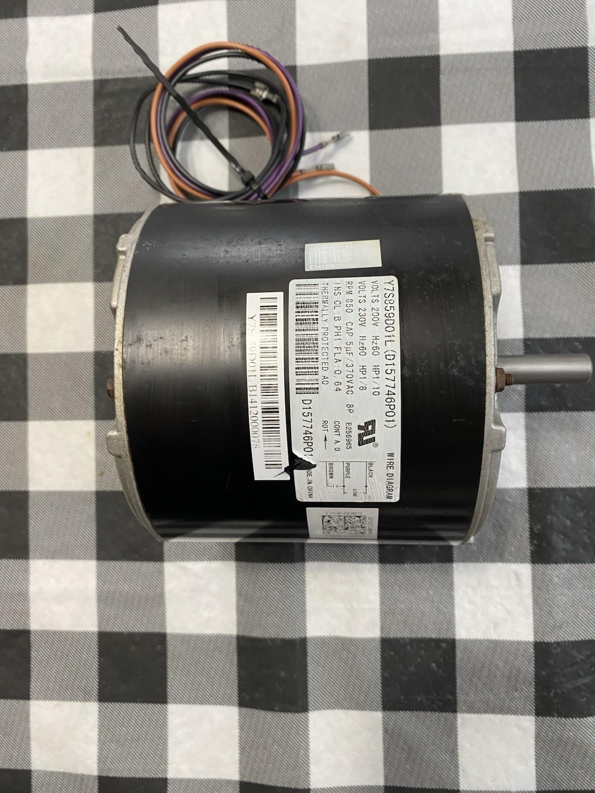 Trane Zhongshan Broad-Ocean Y7S859D01L Condenser Motor D157746P01 200/230V