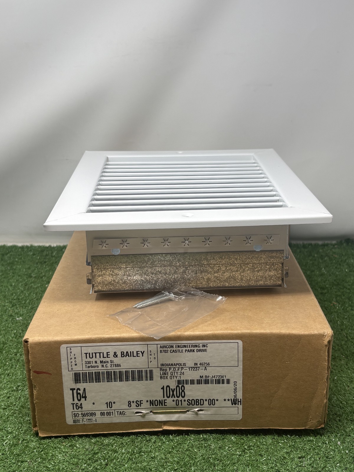 Tuttle & Bailey T64 10×08 HVAC Ceiling Wall Supply Diffuser Vent White New