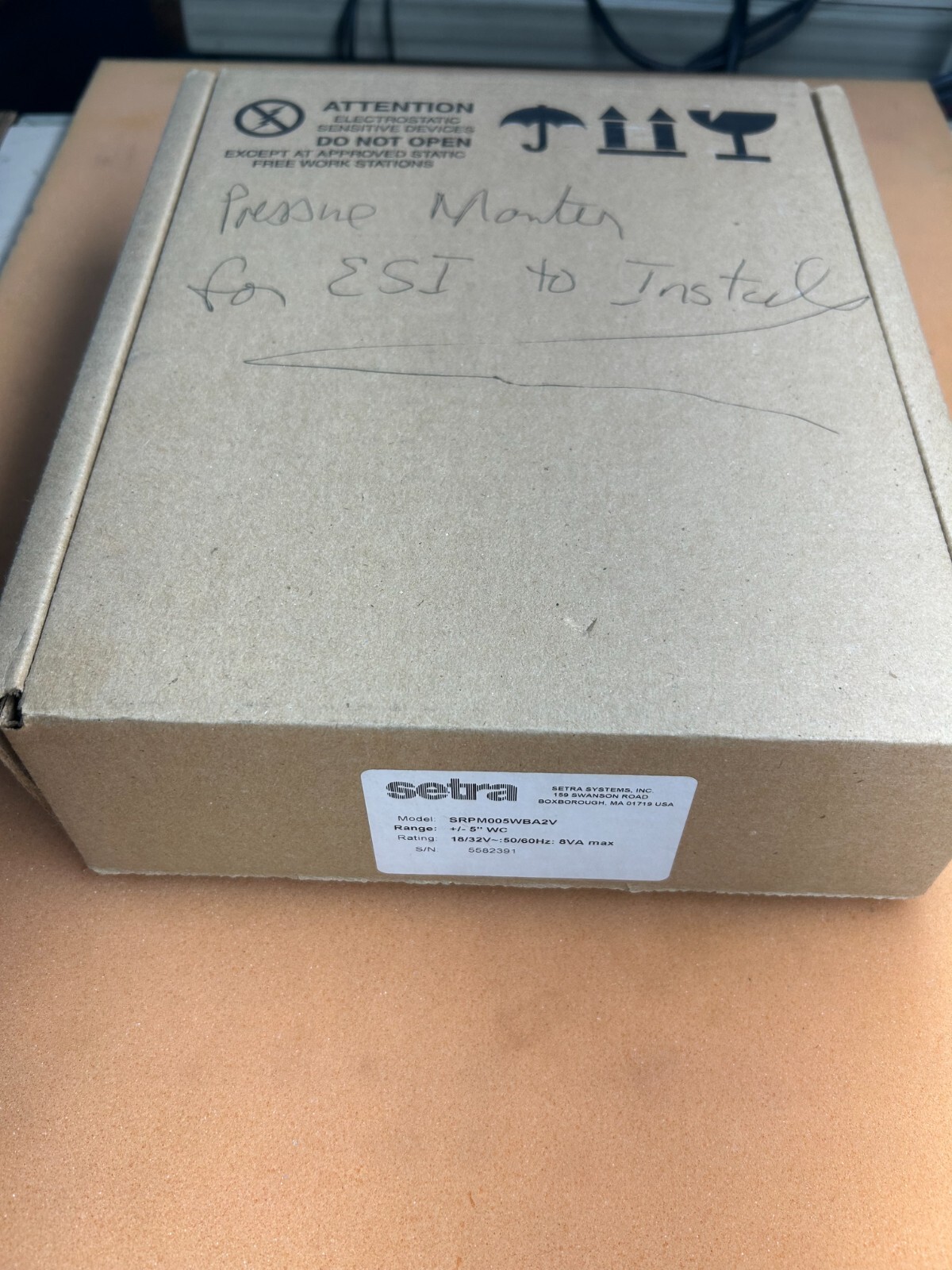 Setra SRPM005WBA2V Room Pressure Monitor with SRPM New!!!