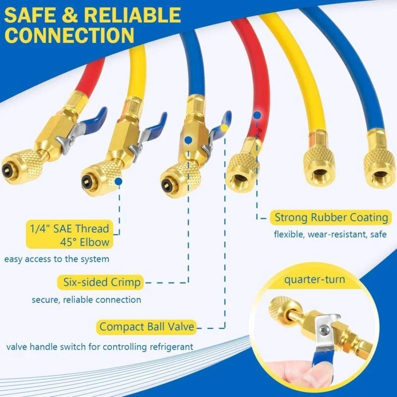 Yellow Jacket 29986 Plus II 1/4 Hose Ball Valve Refrigerant Charging Free Ship