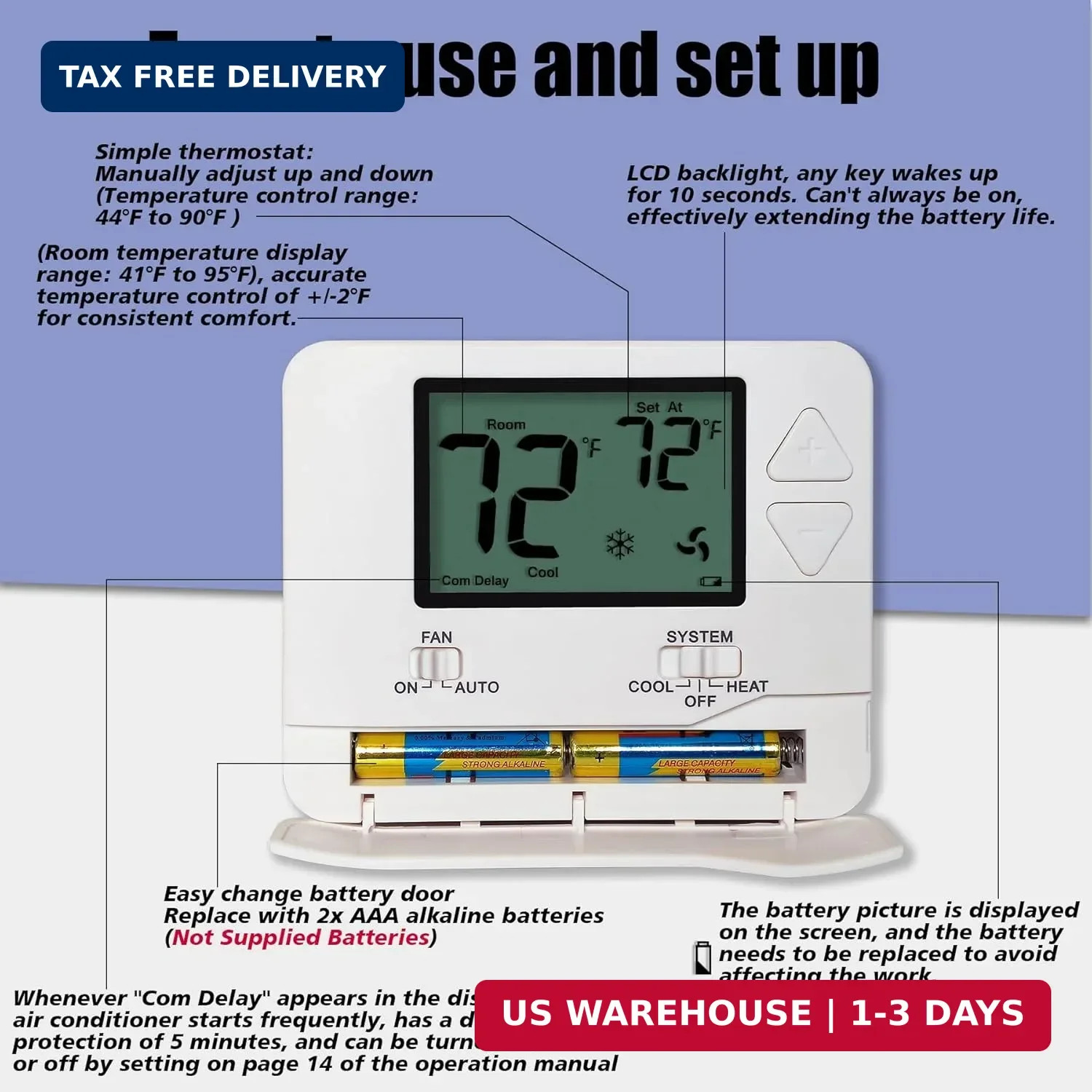 Heagstat Non-Programmable Thermostats for Home Conventional Single-Stage Systems