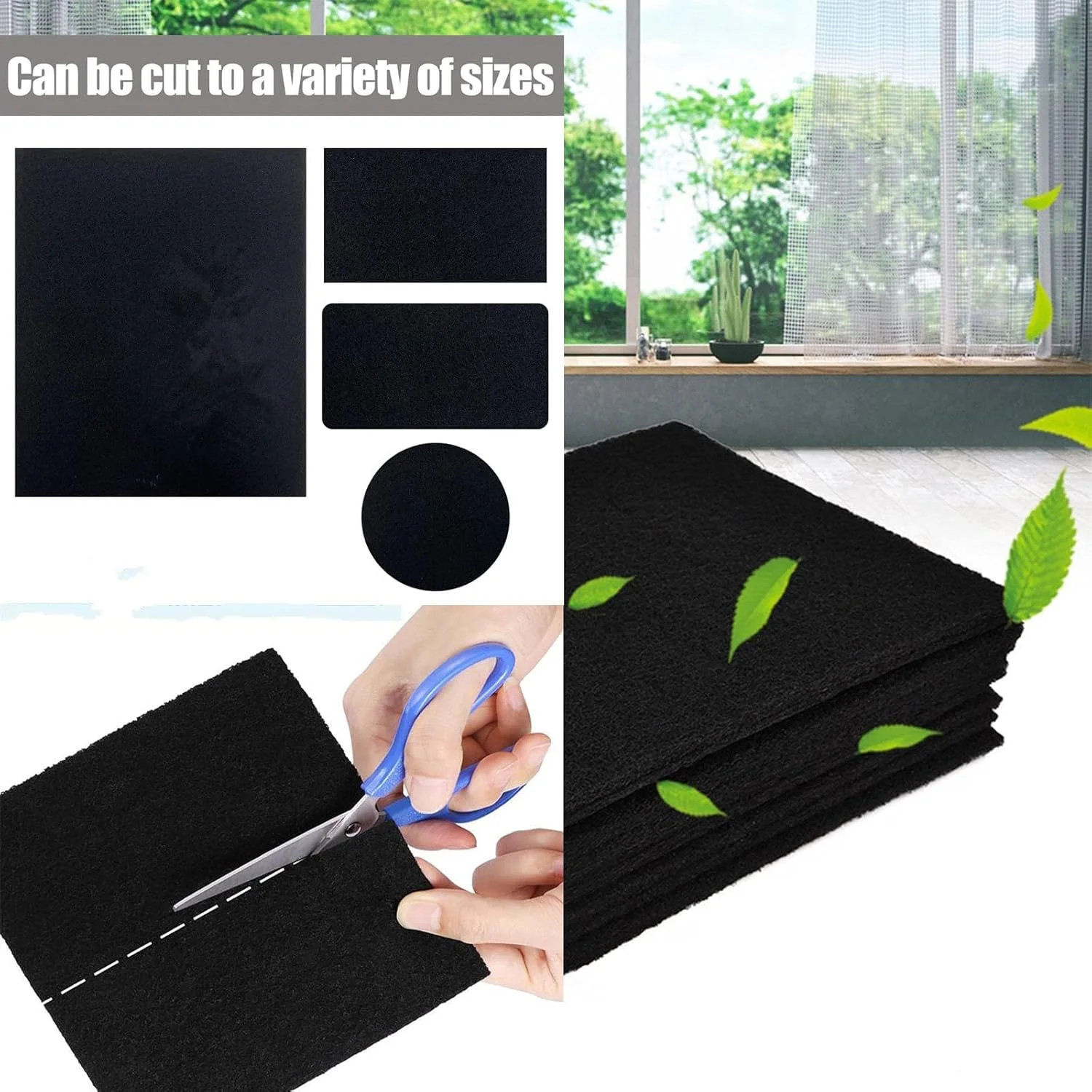 48 x 16 Inch Cut-to-Fit Activated Carbon Fabric Filter Sheet Charcoal Air Vent F