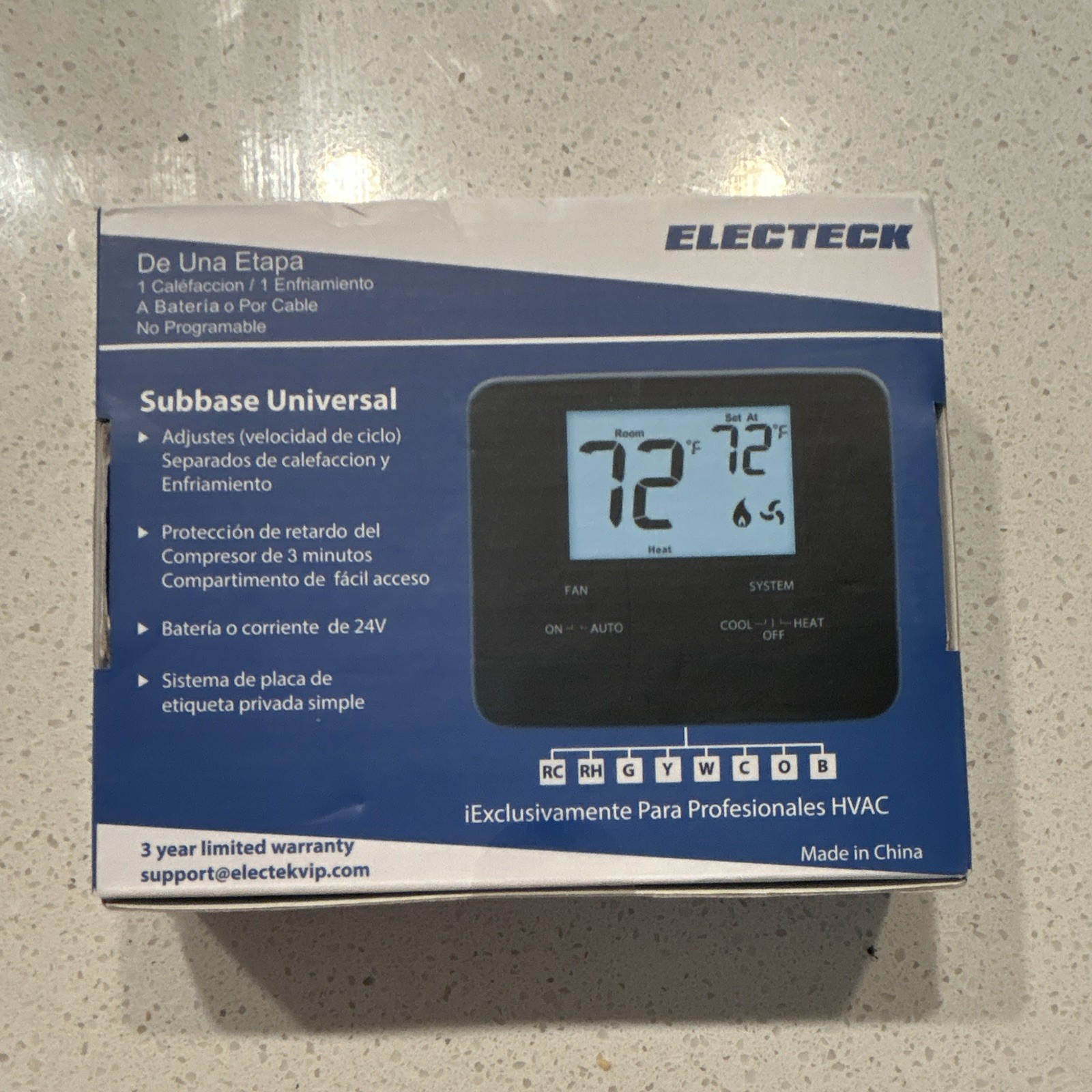 ELECTECK Digital Thermostat 1 Heat/1 Cool Non-Programmable 24V/Battery Black