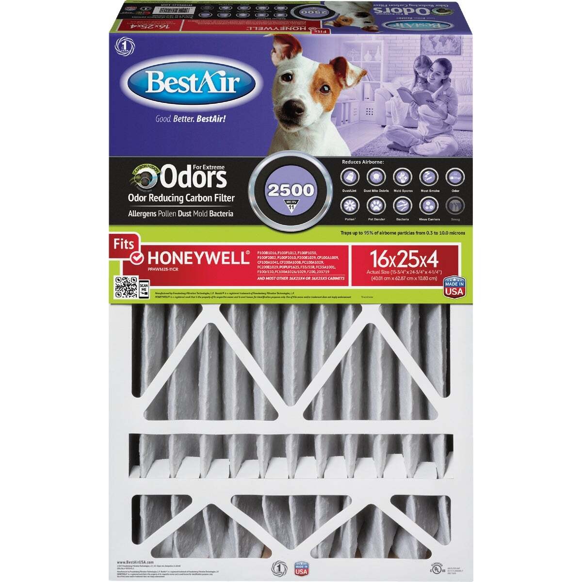 BestAir PFHW1625-11CR Air Filter 16″ W X 25″ H X 4″ D 11 MERV Pleated