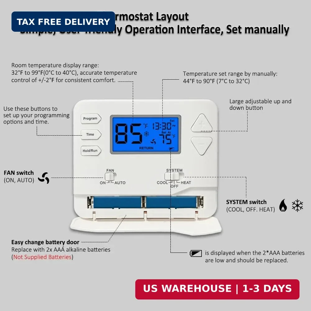 Programmable Thermostat for Home,Conventional Single-Stage Systems,5-1-1 Day Pro