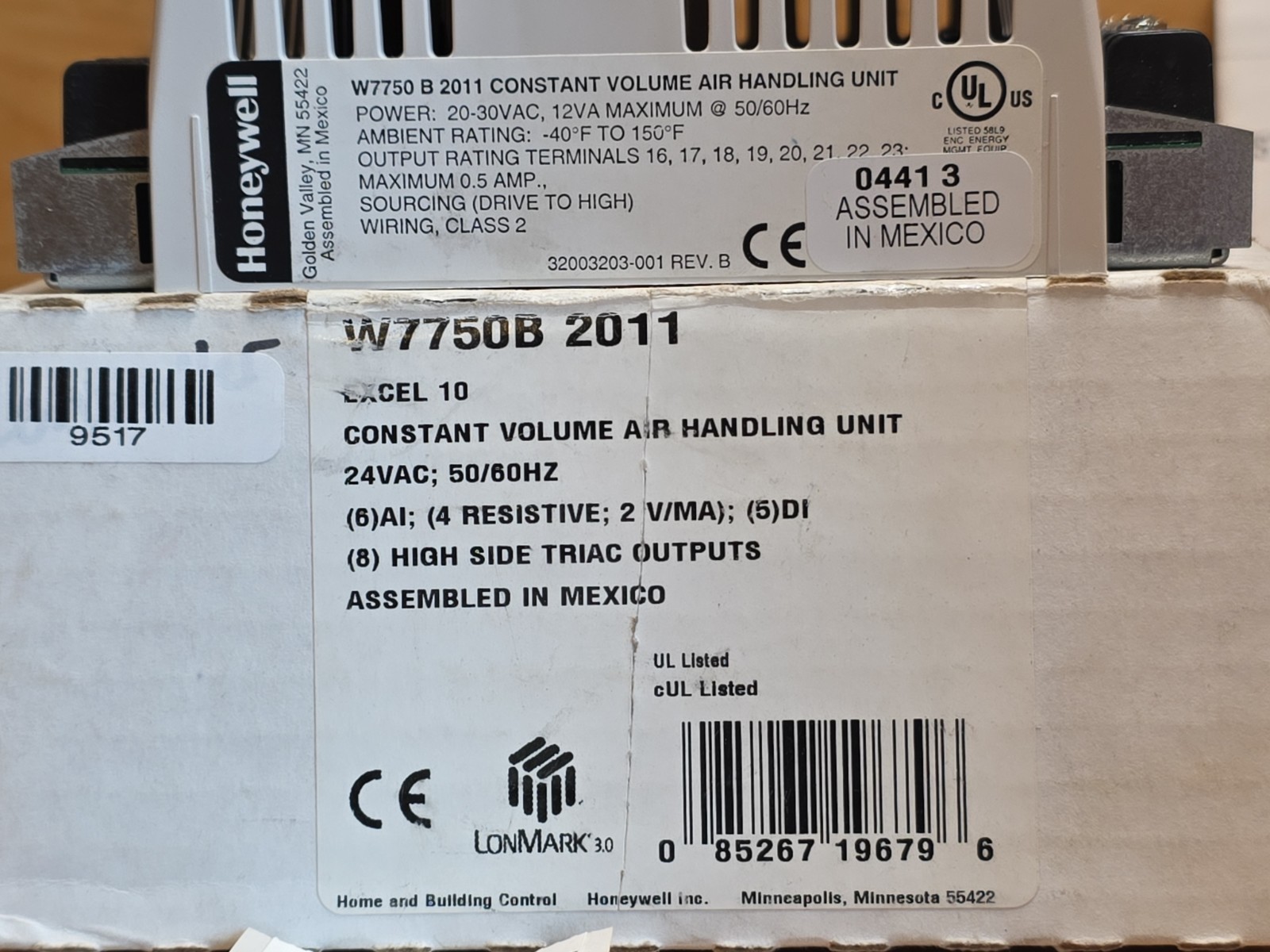 Honeywell W7750B2011 Constant Volume Air Handling Unit Excel 10