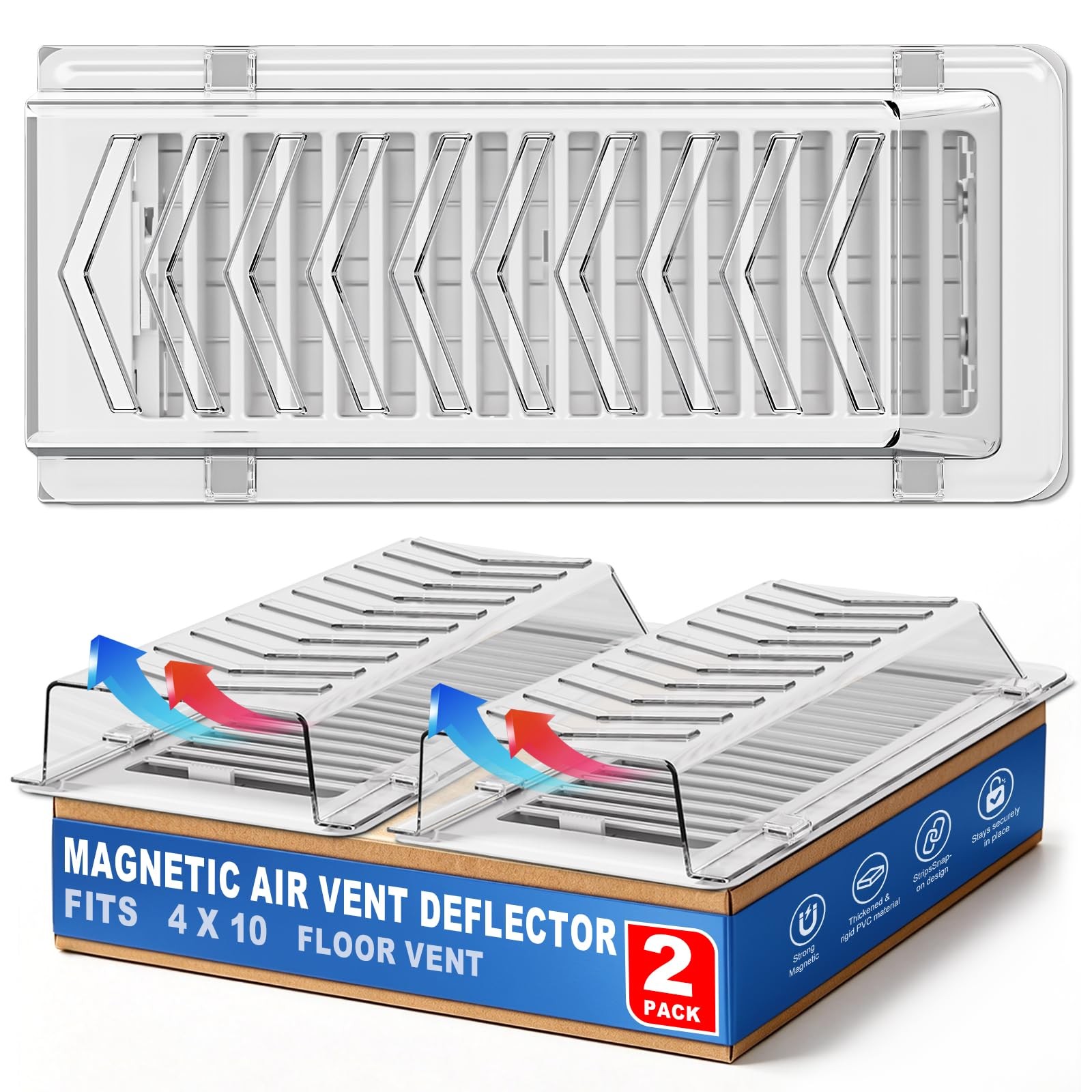 Super Magnetic Vent Deflector, One-Piece 5inch x12 inch, Clear 2 Pack
