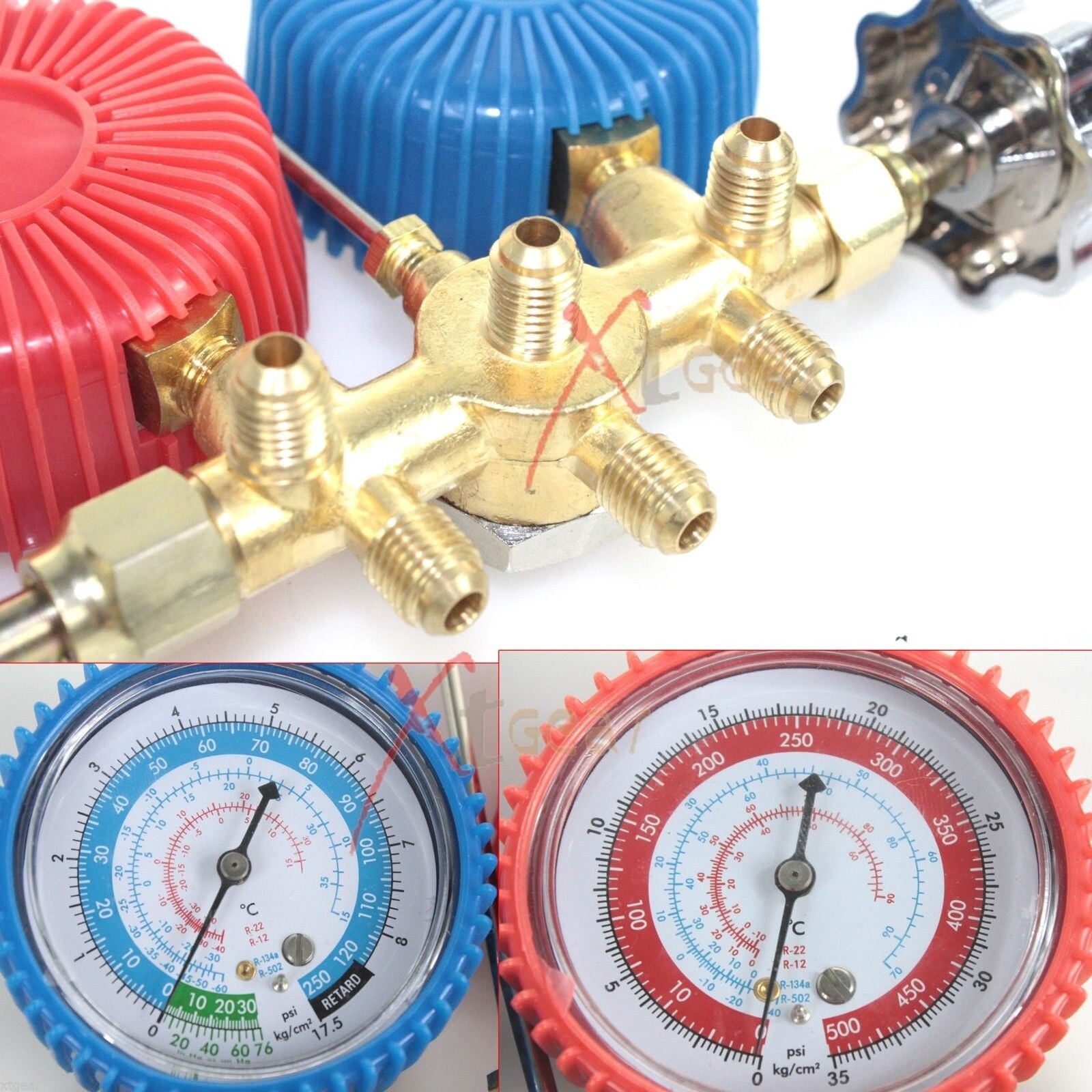 R134a R12 R22 AC A/C Manifold Gauge Set 5FT Colored Hose Air Conditioner