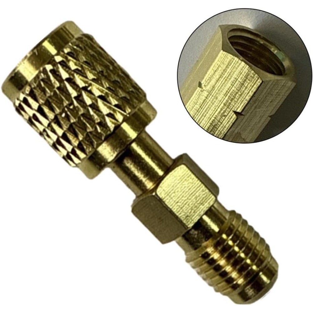 R32 R454B Refrigerant Brass Adapter 1/4″ Female to 1/4″ Male Reverse Thread