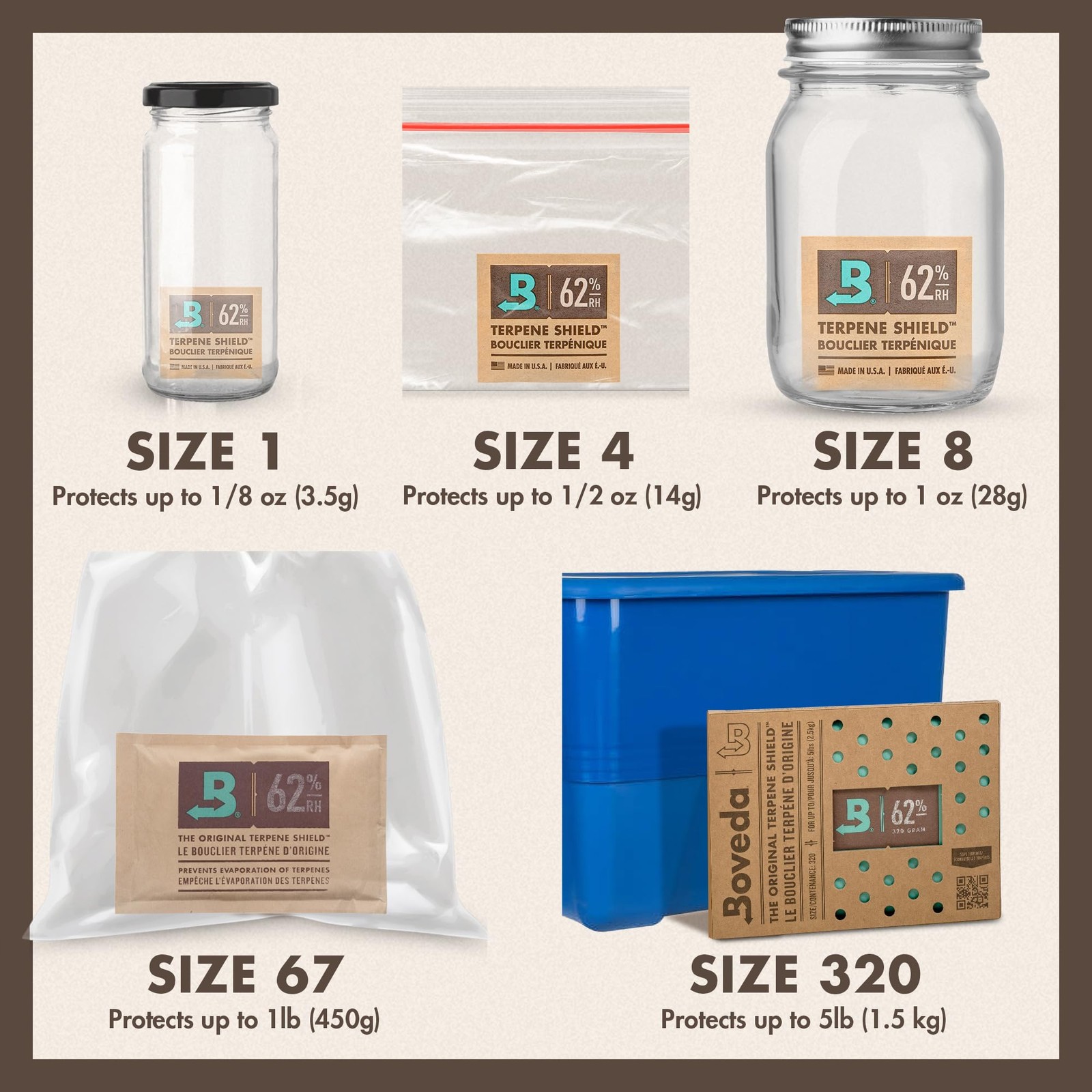 Boveda 62 Two-Way Humidity Control Packs For Storing 1 Lb Size 67 12 Pack