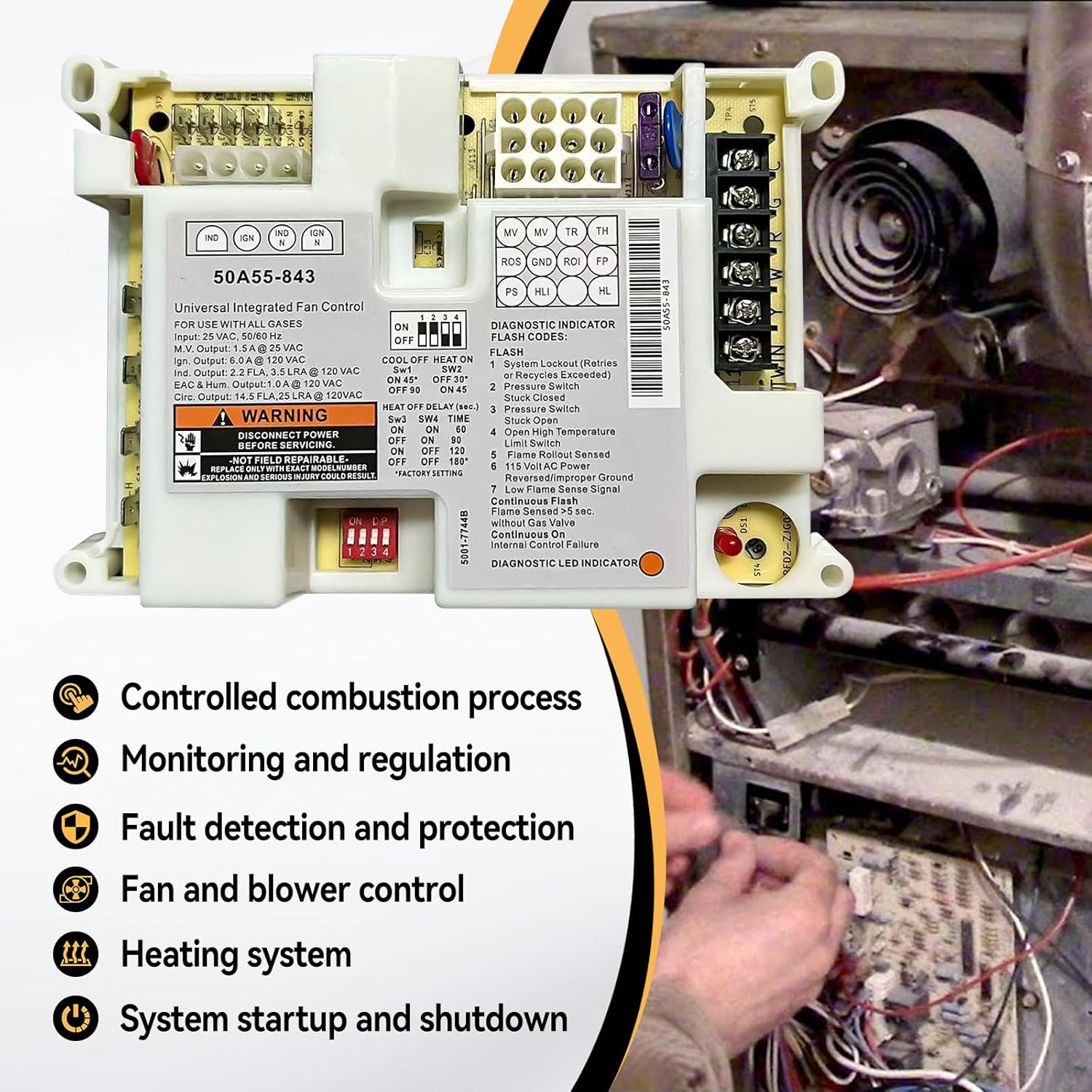 50A55-843 Furnace Control Circuit Board Replacement For White Rodgers Lennox